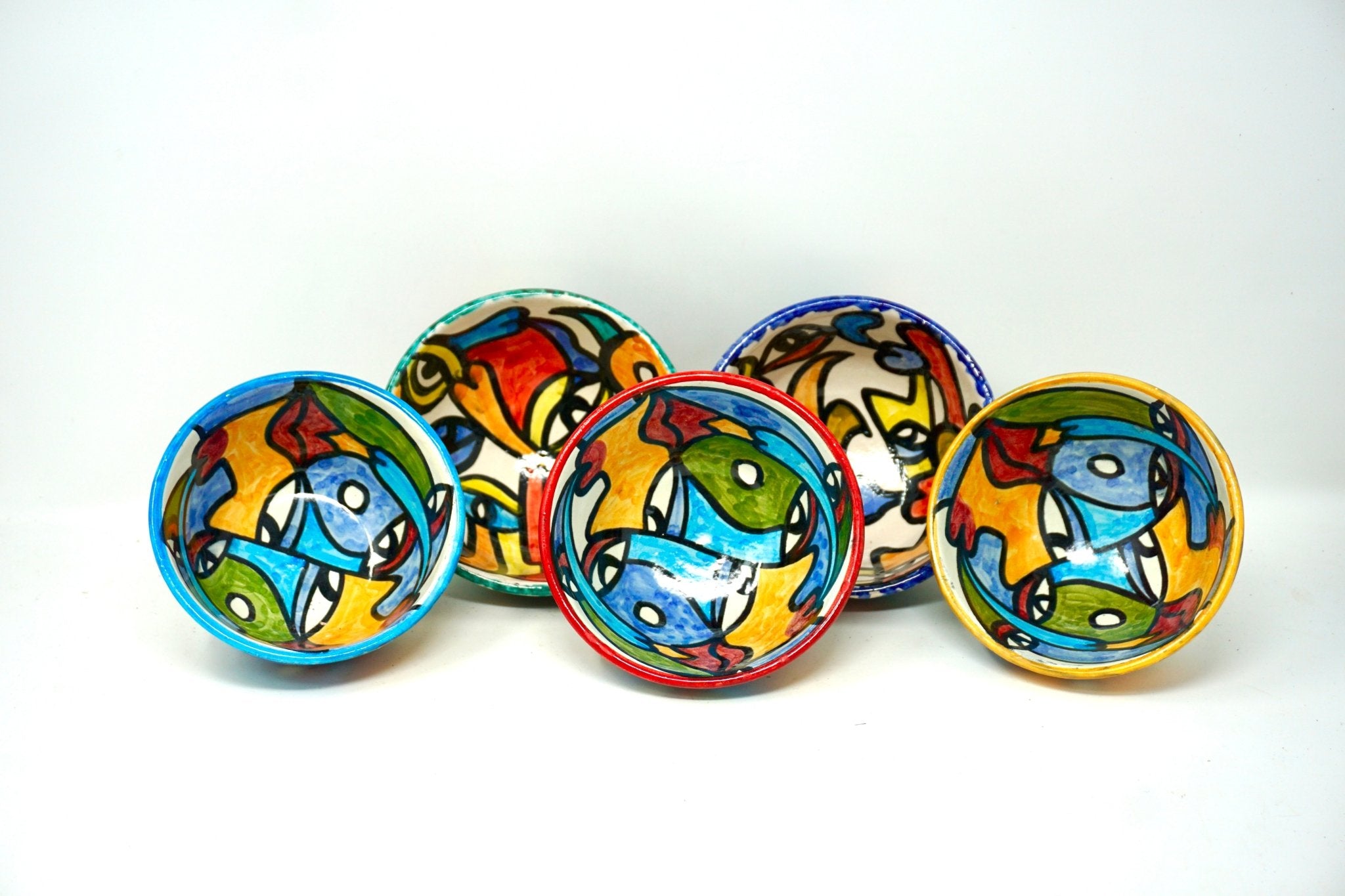 Hand Painted cubist Ceramic small Bowls - Artisan Stories