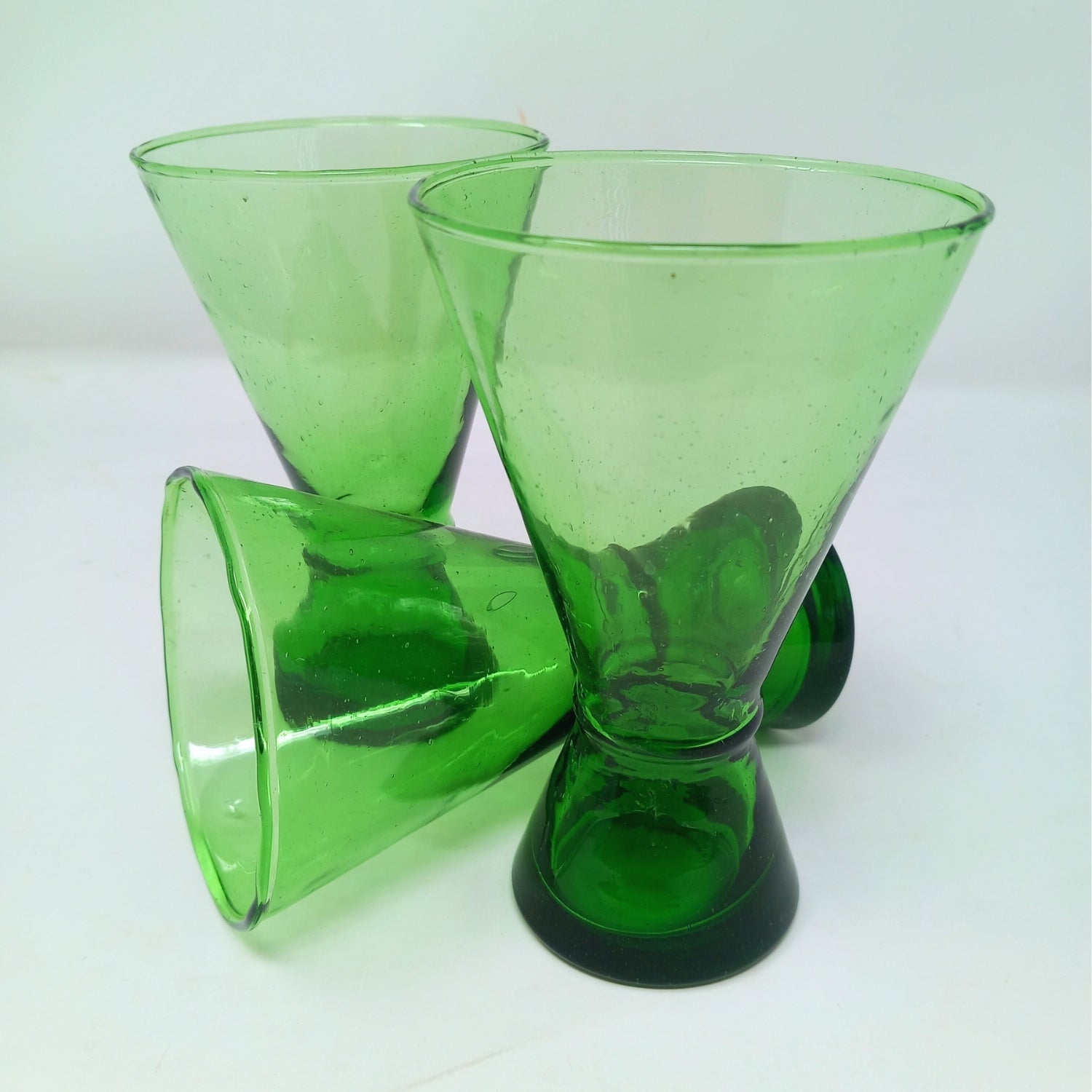 Recycled wine glass cone shaped glasses set