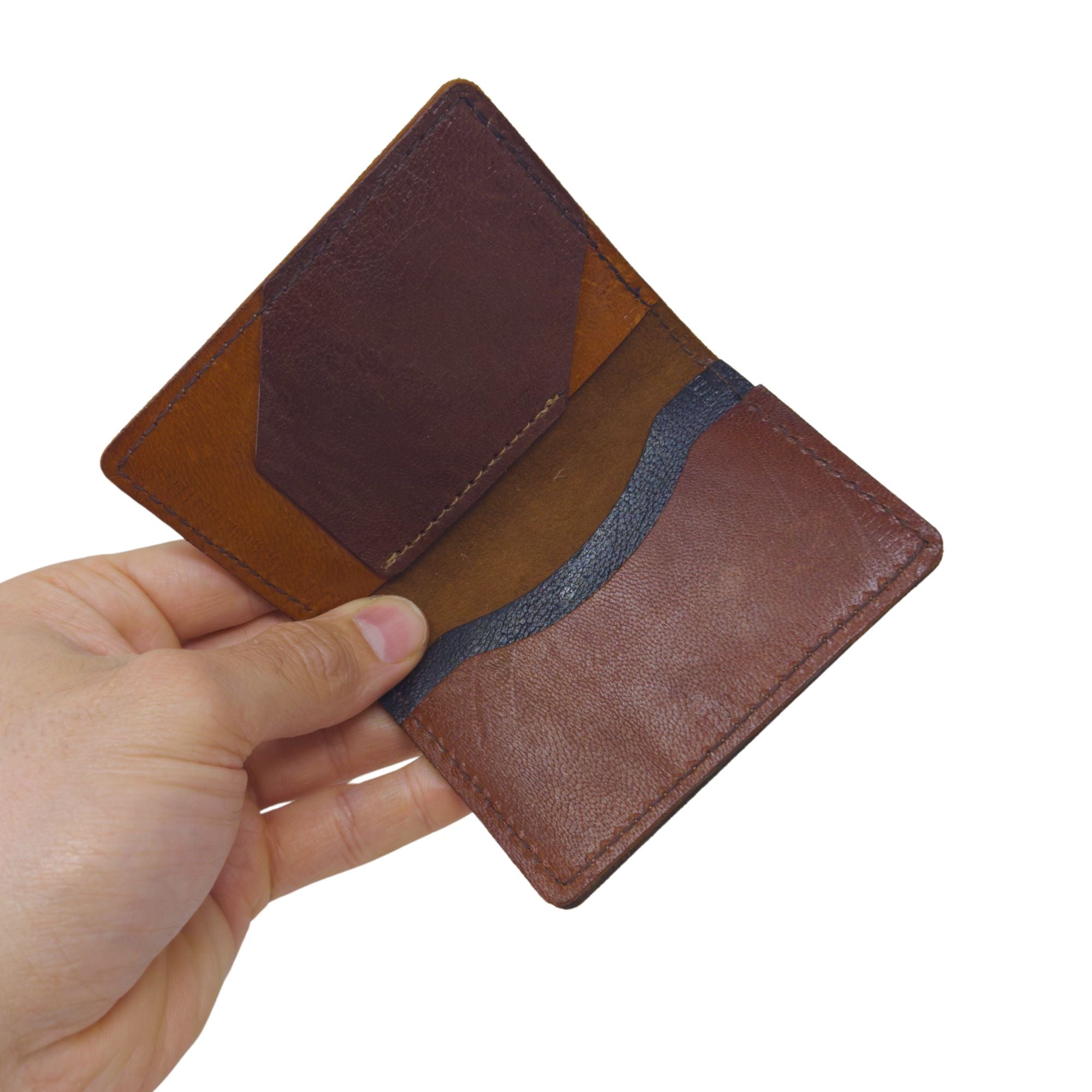 Classic handcrafted leather card holder folded wallet