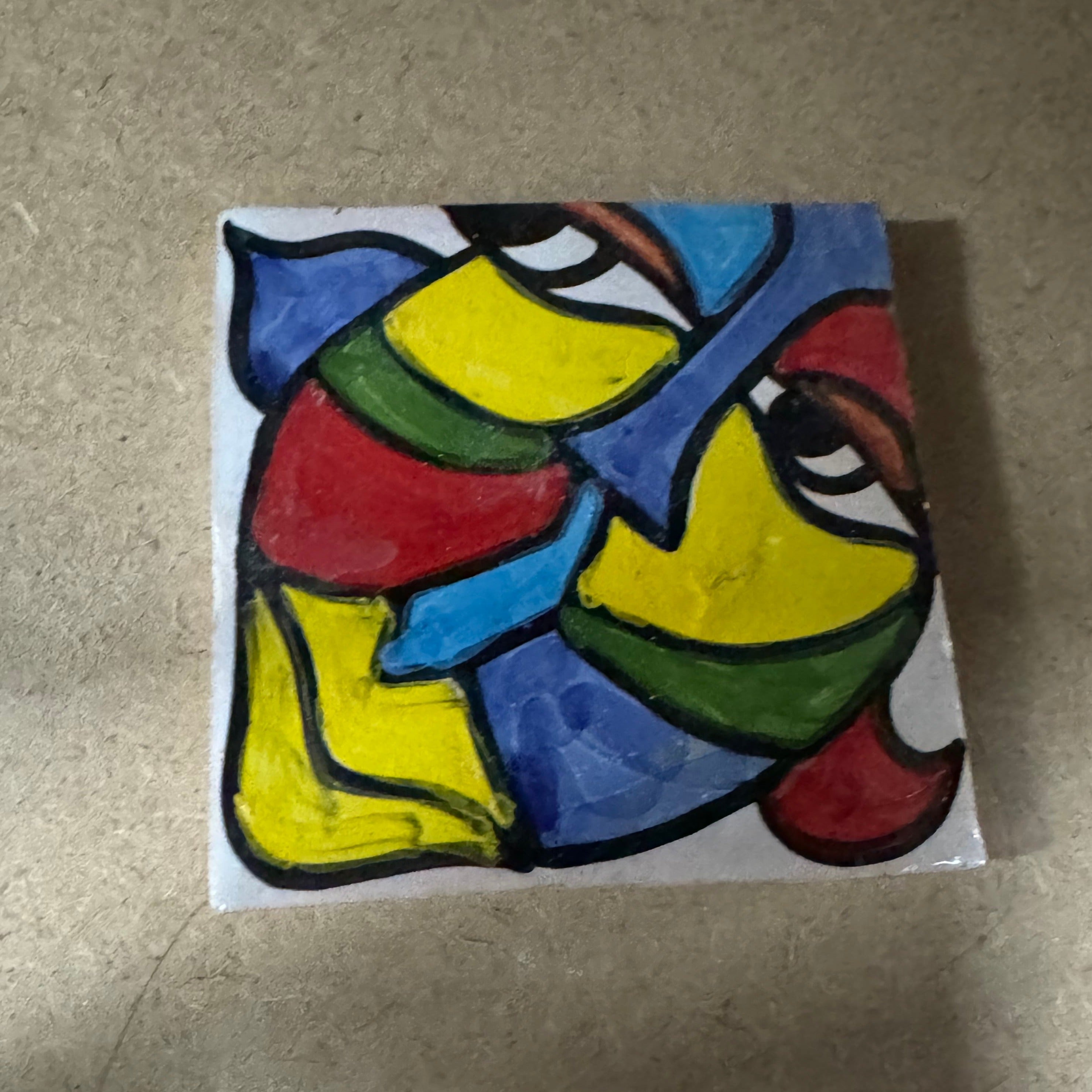 Cubist  ceramic coaster Tile