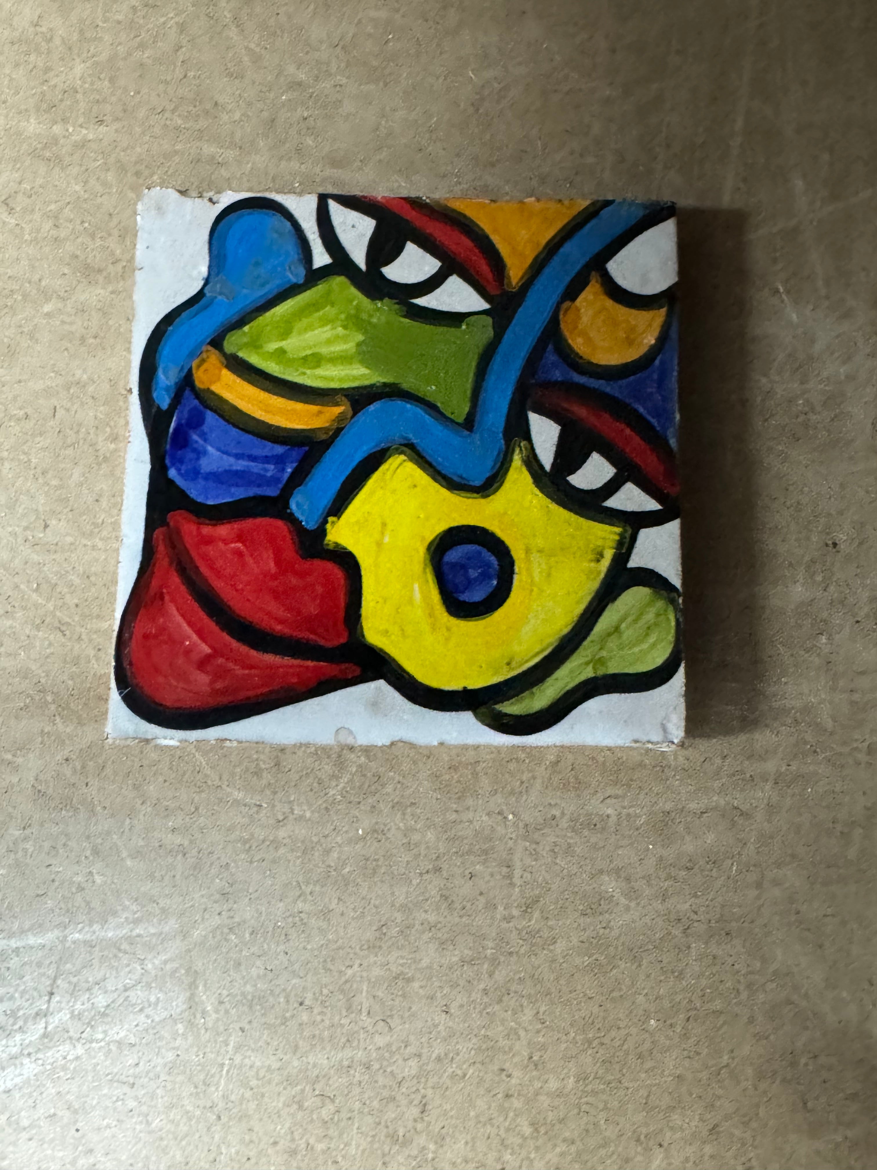 Cubist  ceramic coaster Tile