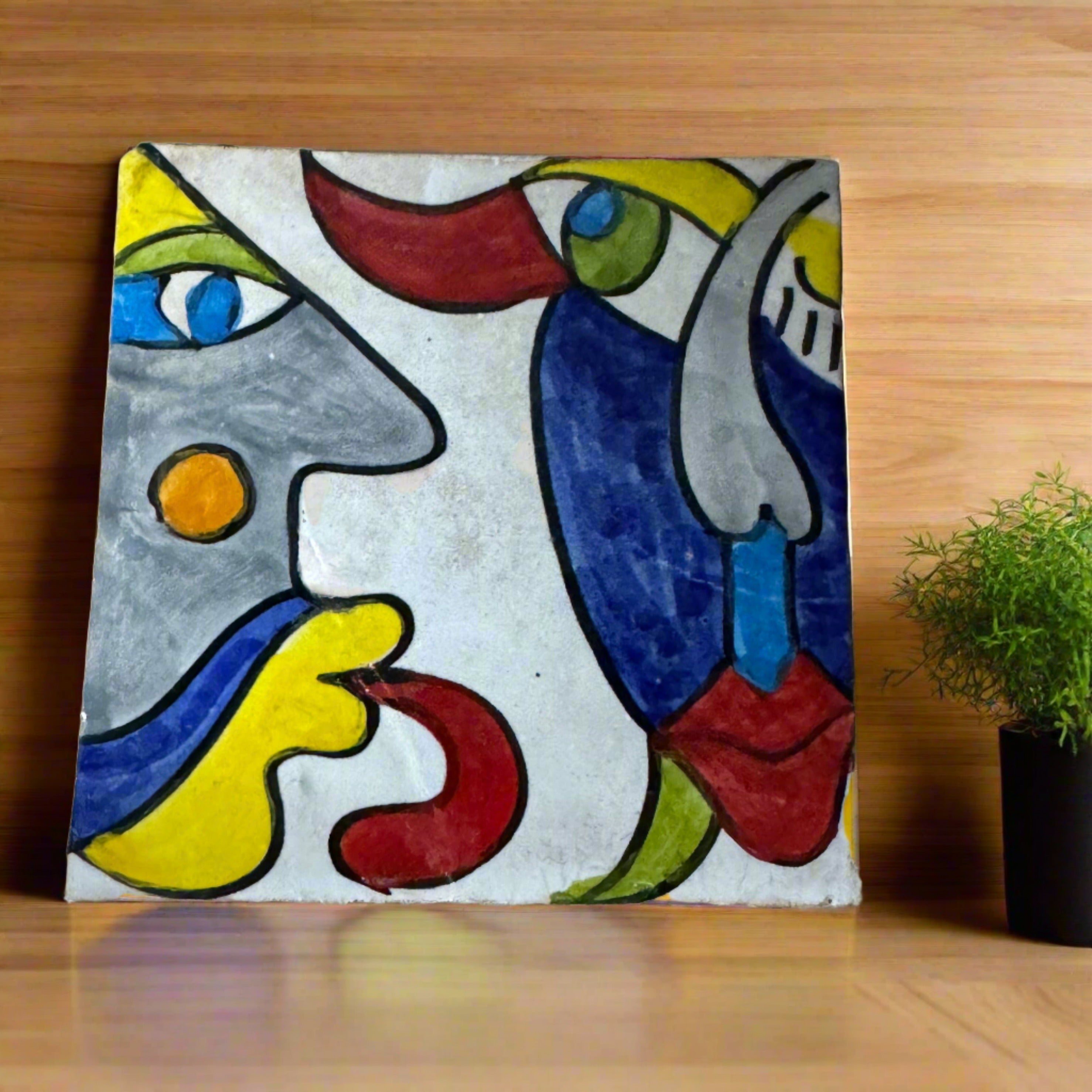 Cubist  ceramic coaster Tile