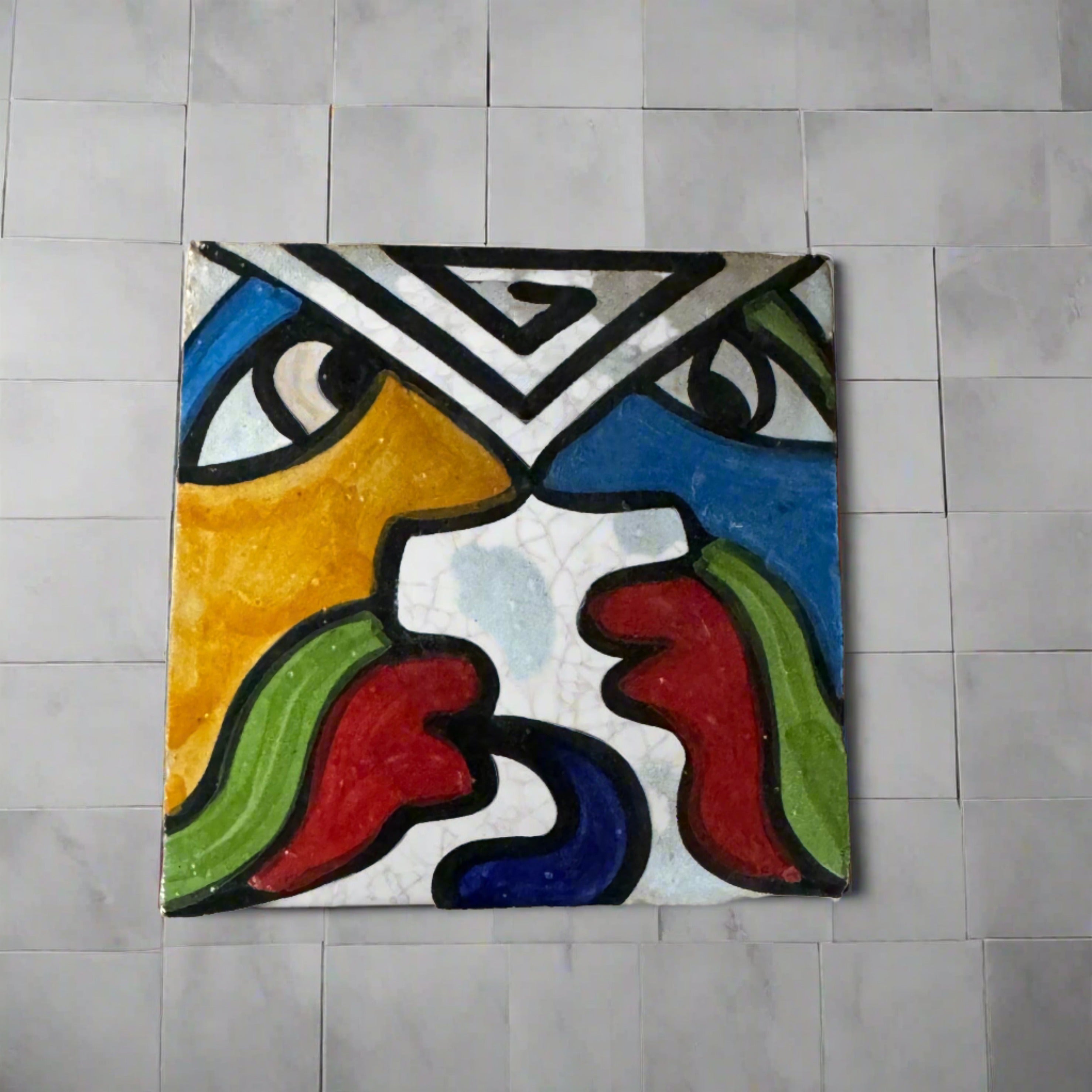 Cubist  ceramic coaster Tile