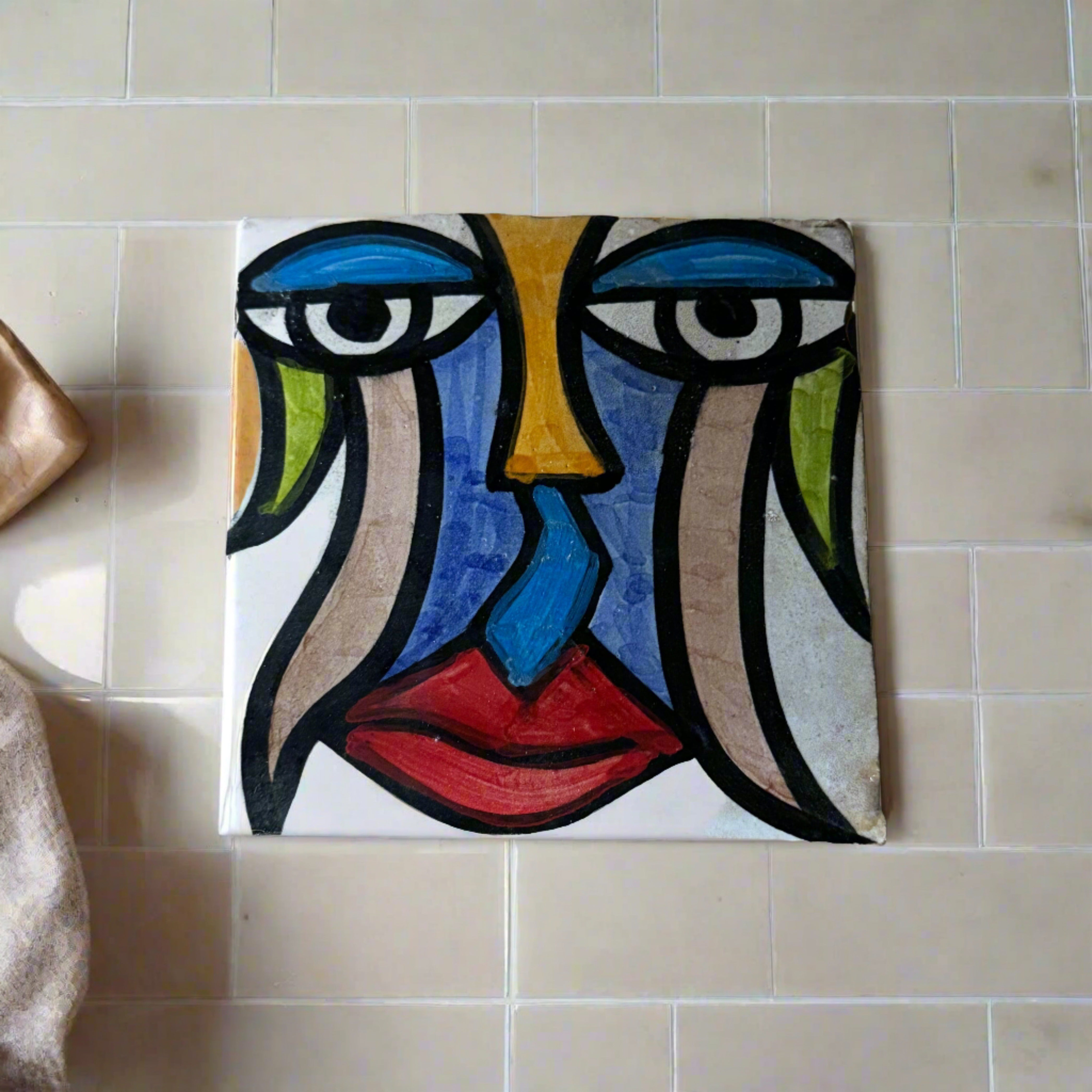 Cubist  ceramic coaster Tile