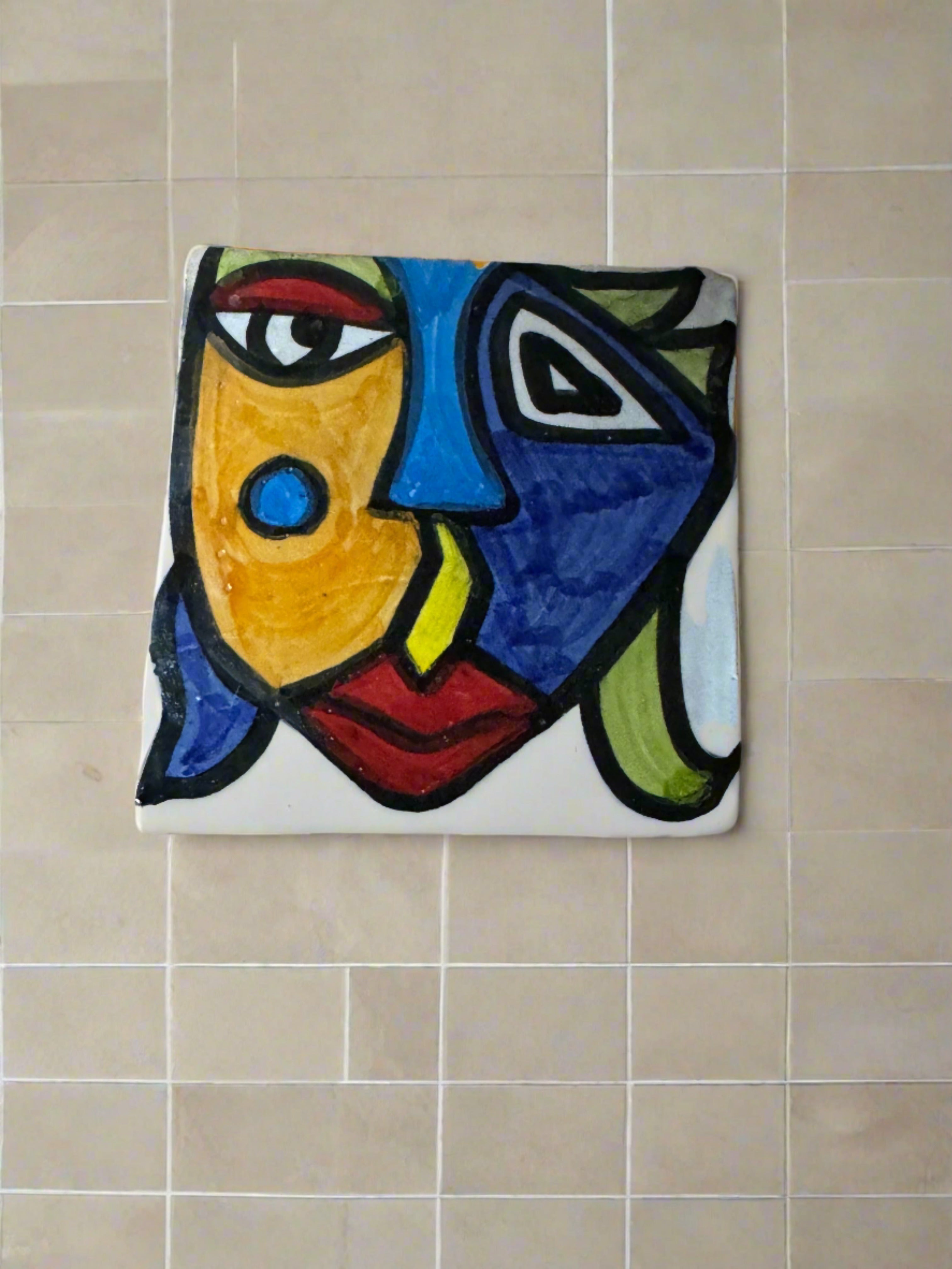 Cubist  ceramic coaster Tile