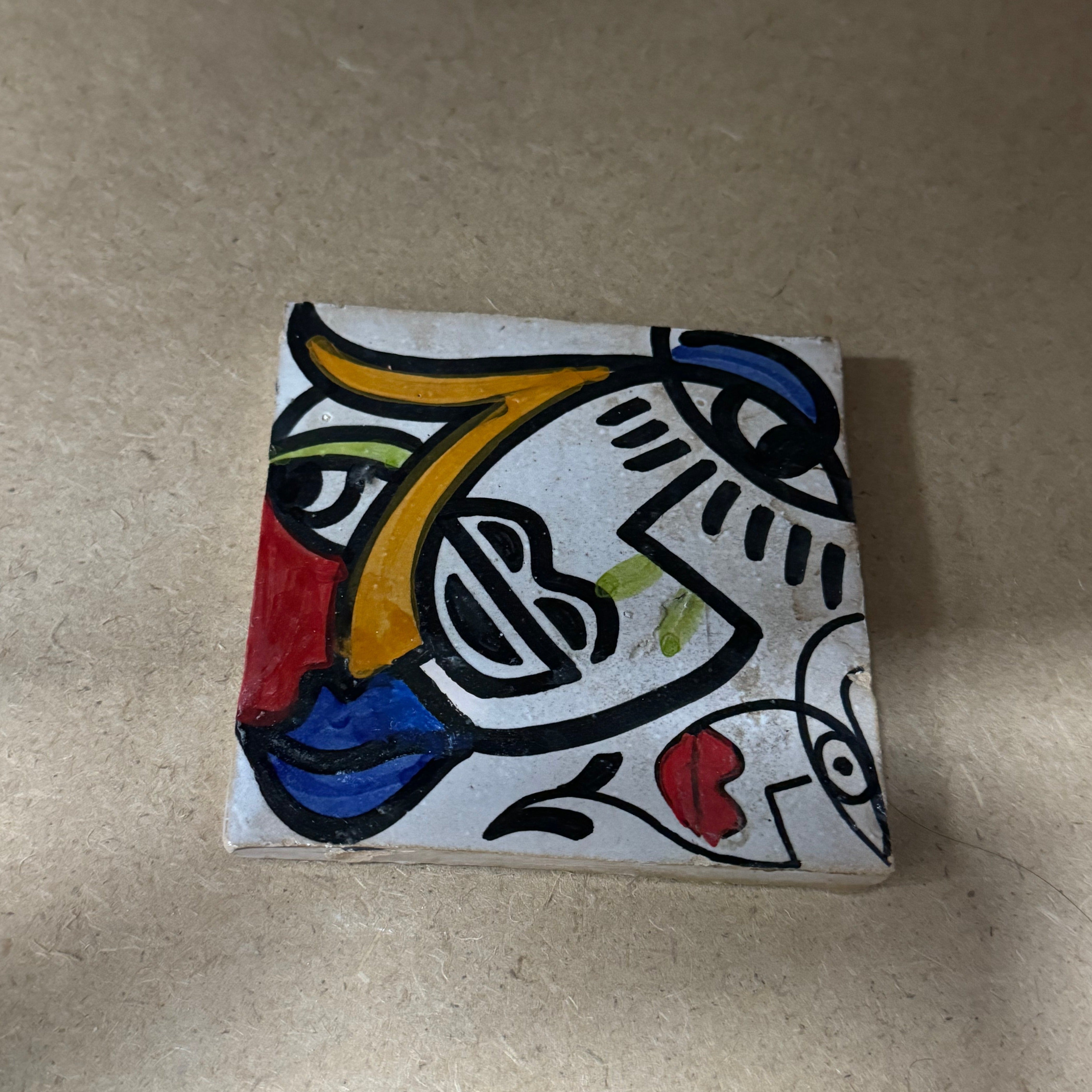 Cubist  ceramic coaster Tile