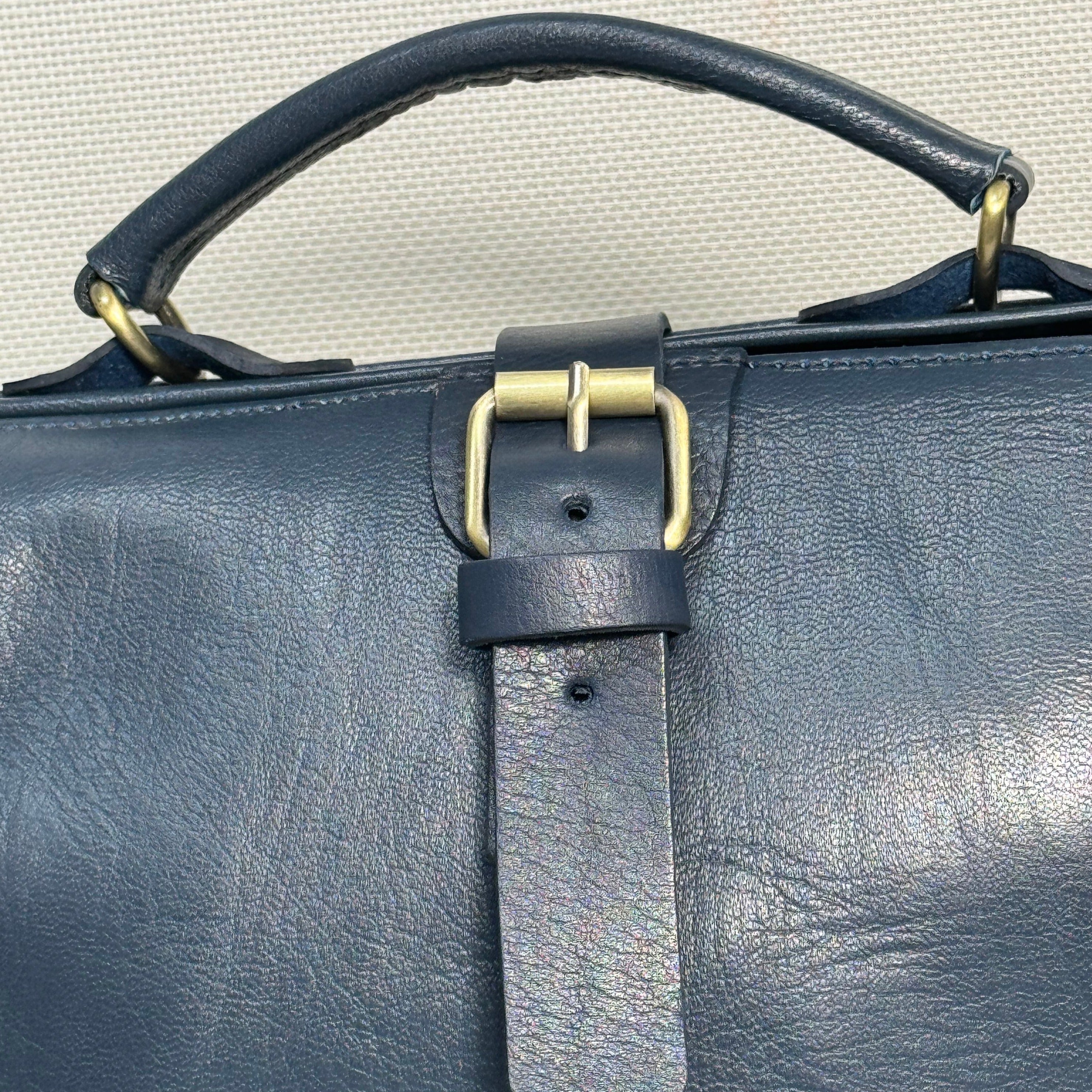 Petit sac docteur en cuir bleu