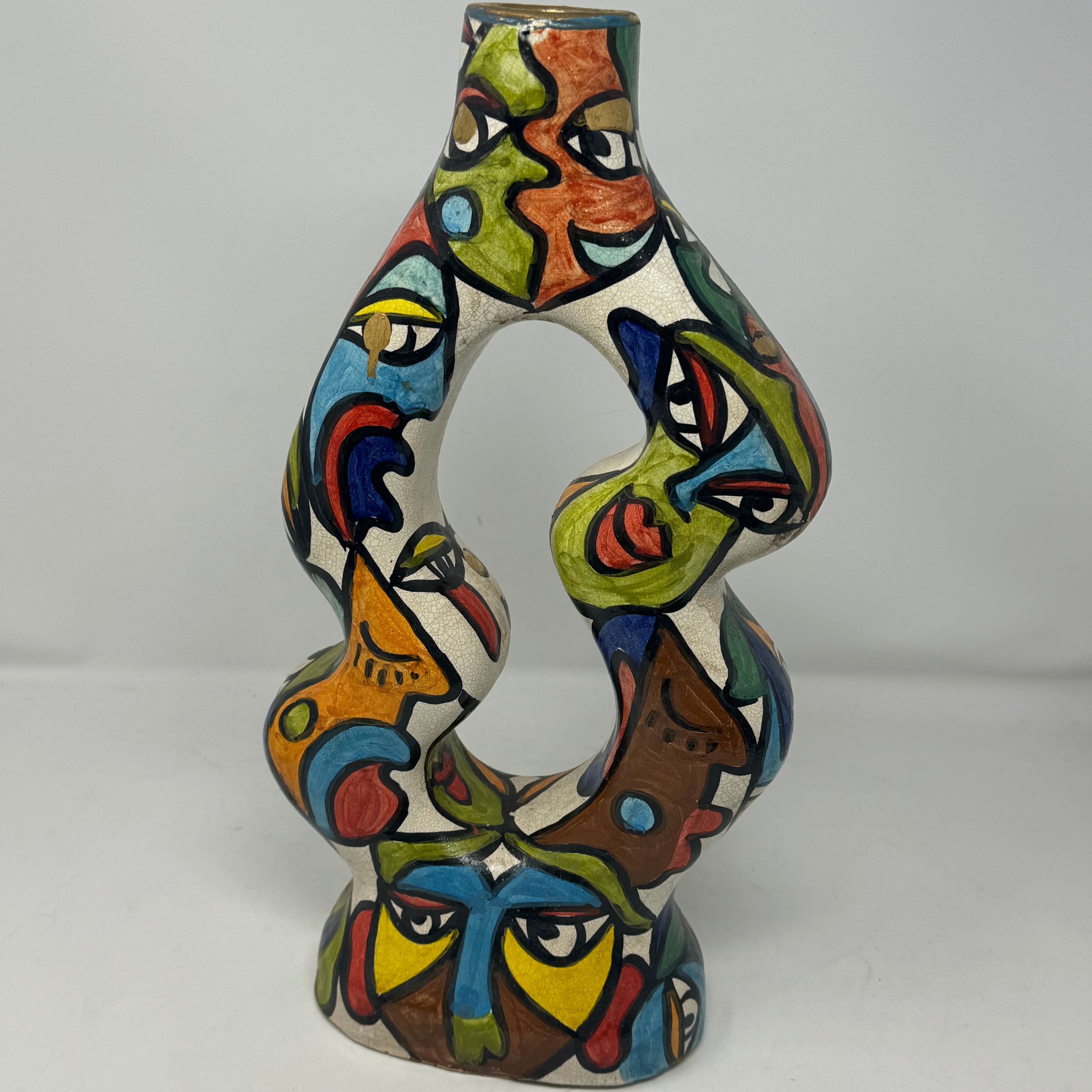 Cubist design ceramic 2 waves vase