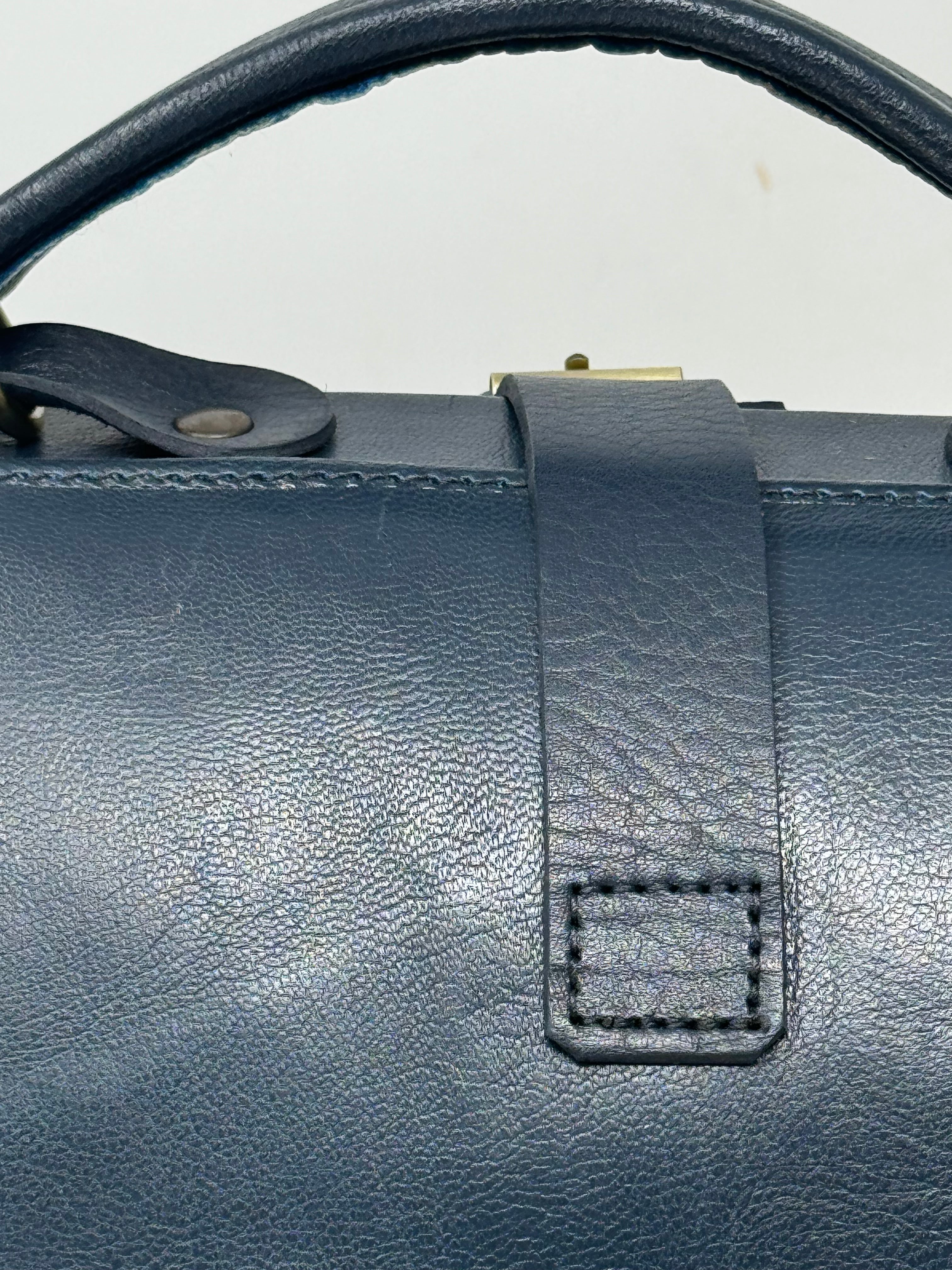 Blue Leather Small Doctor Bag