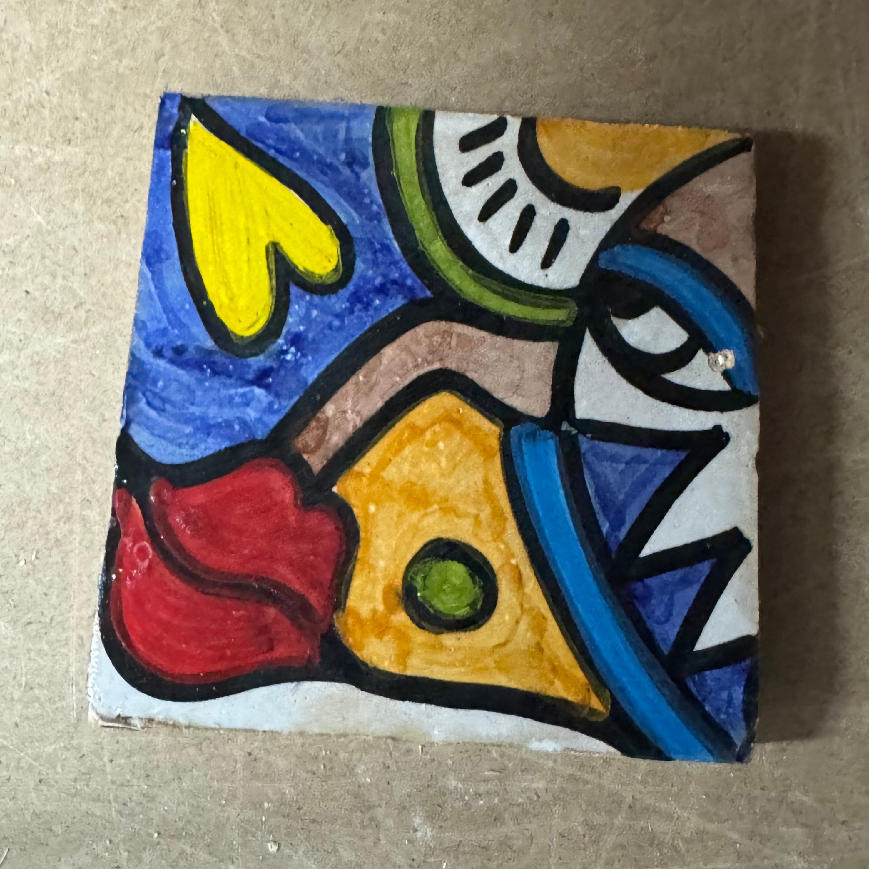 Cubist  ceramic coaster Tile