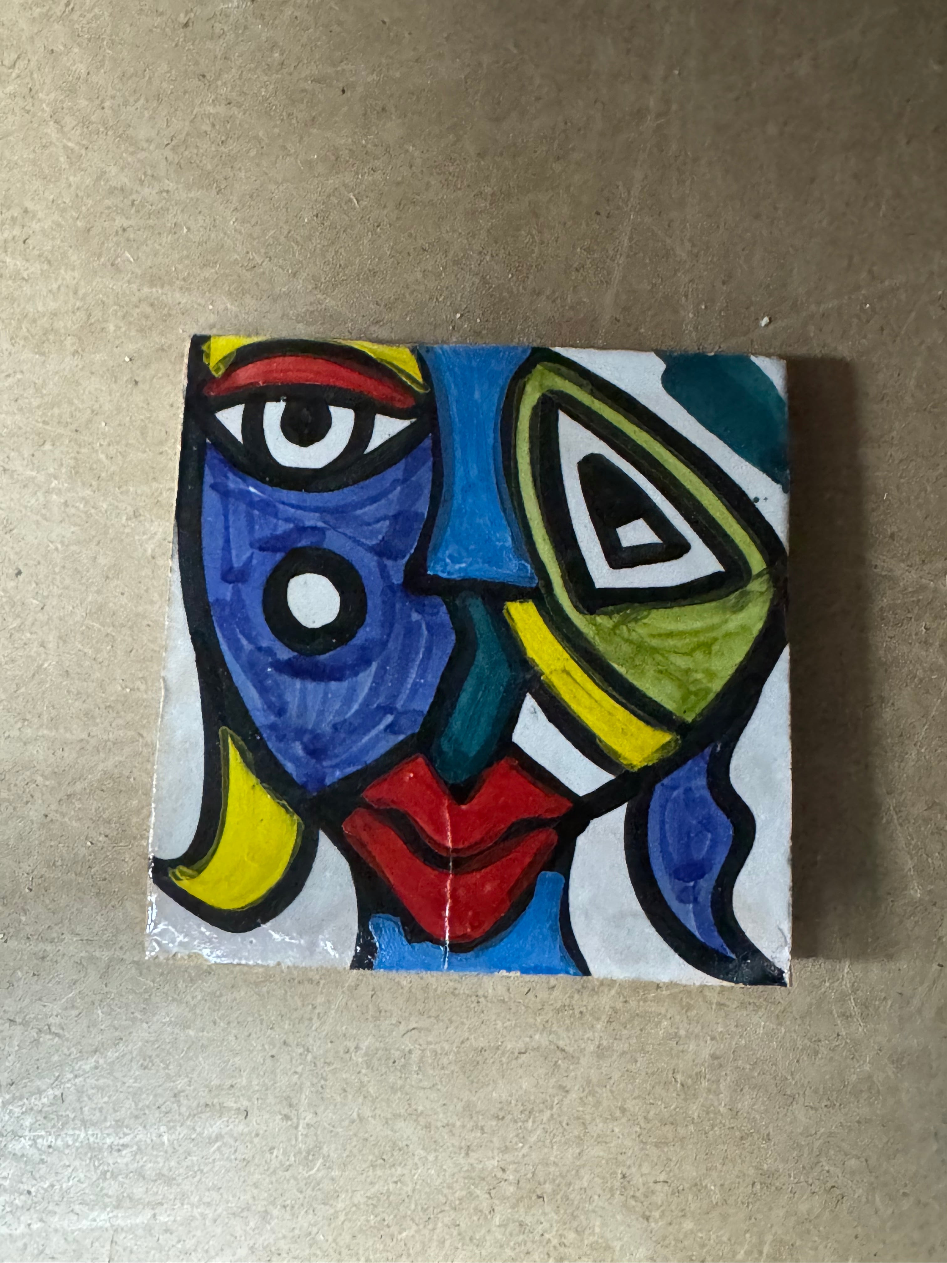 Cubist  ceramic coaster Tile