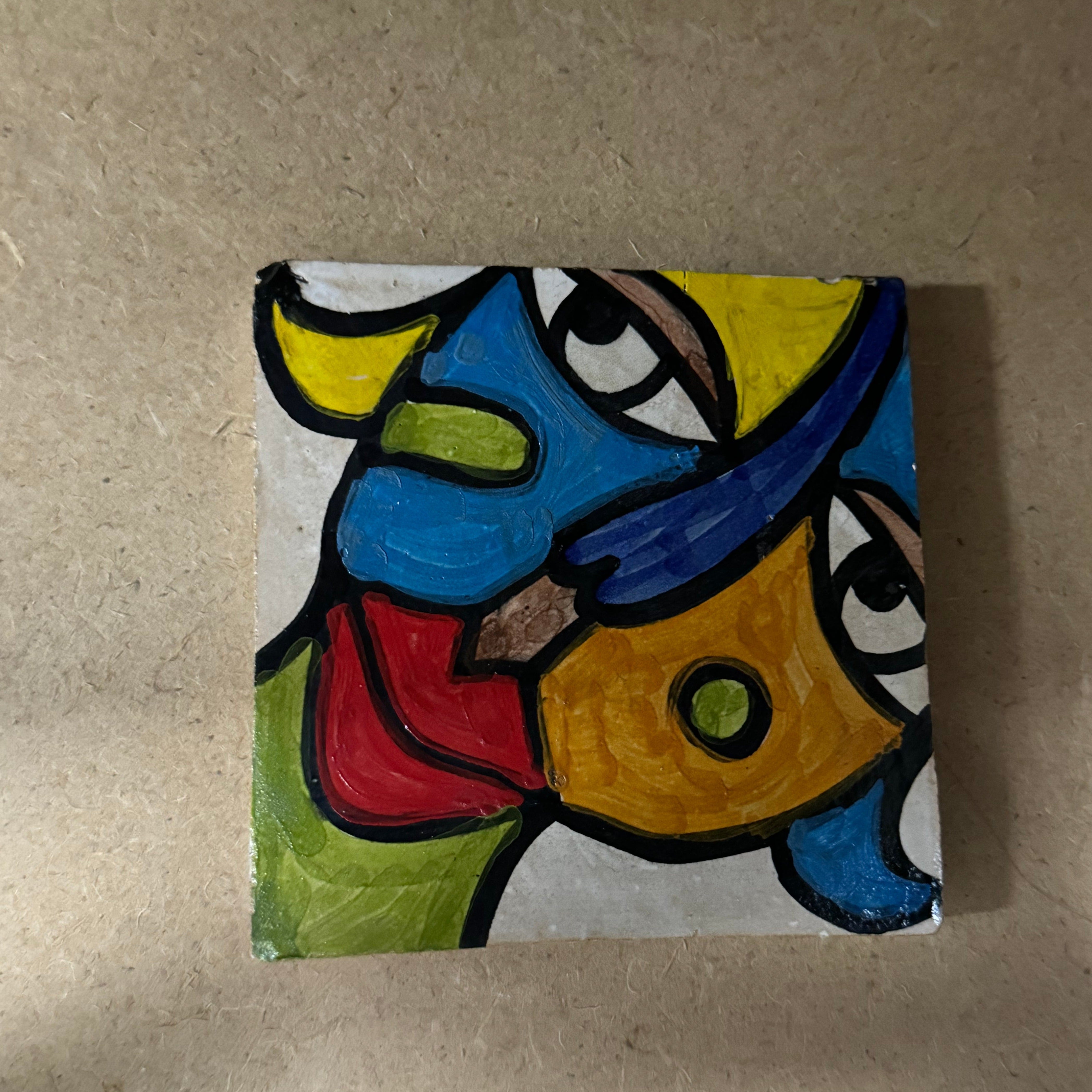 Cubist  ceramic coaster Tile