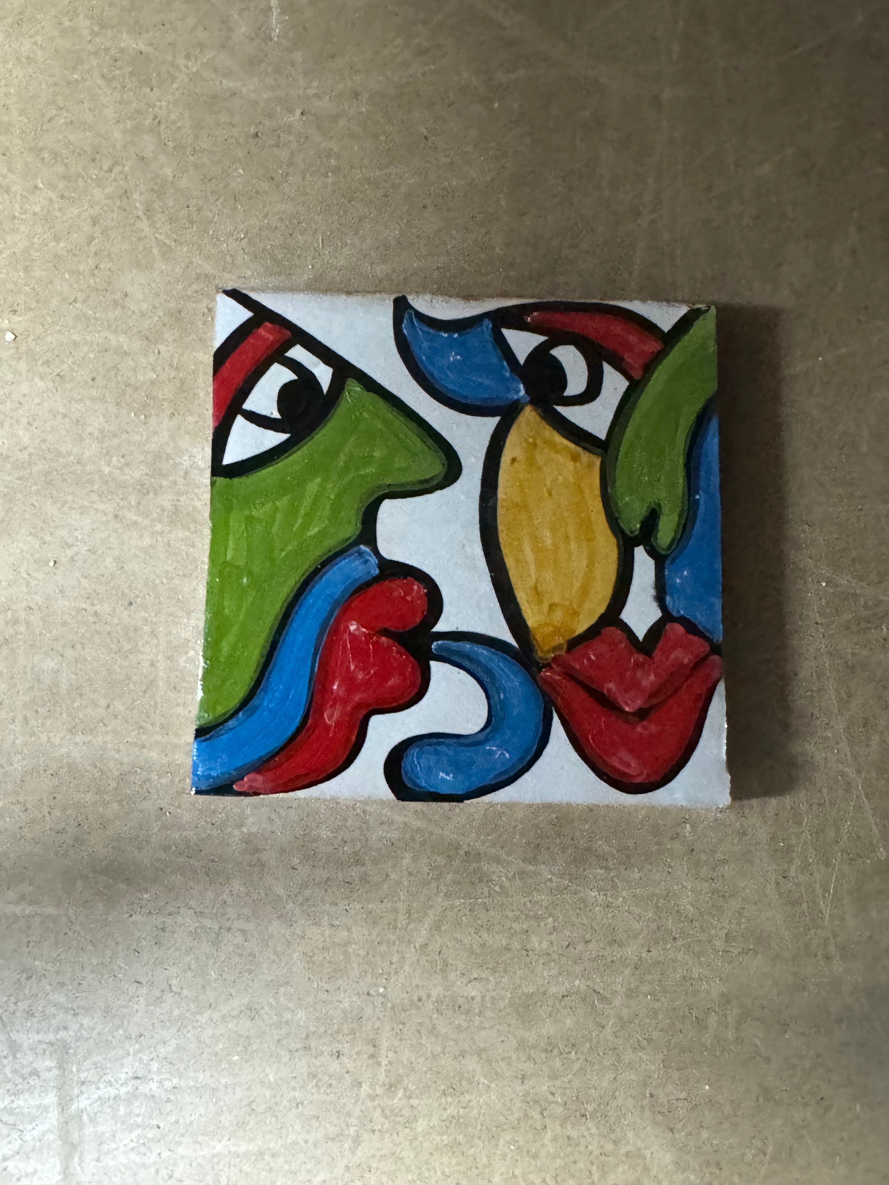 Cubist  ceramic coaster Tile