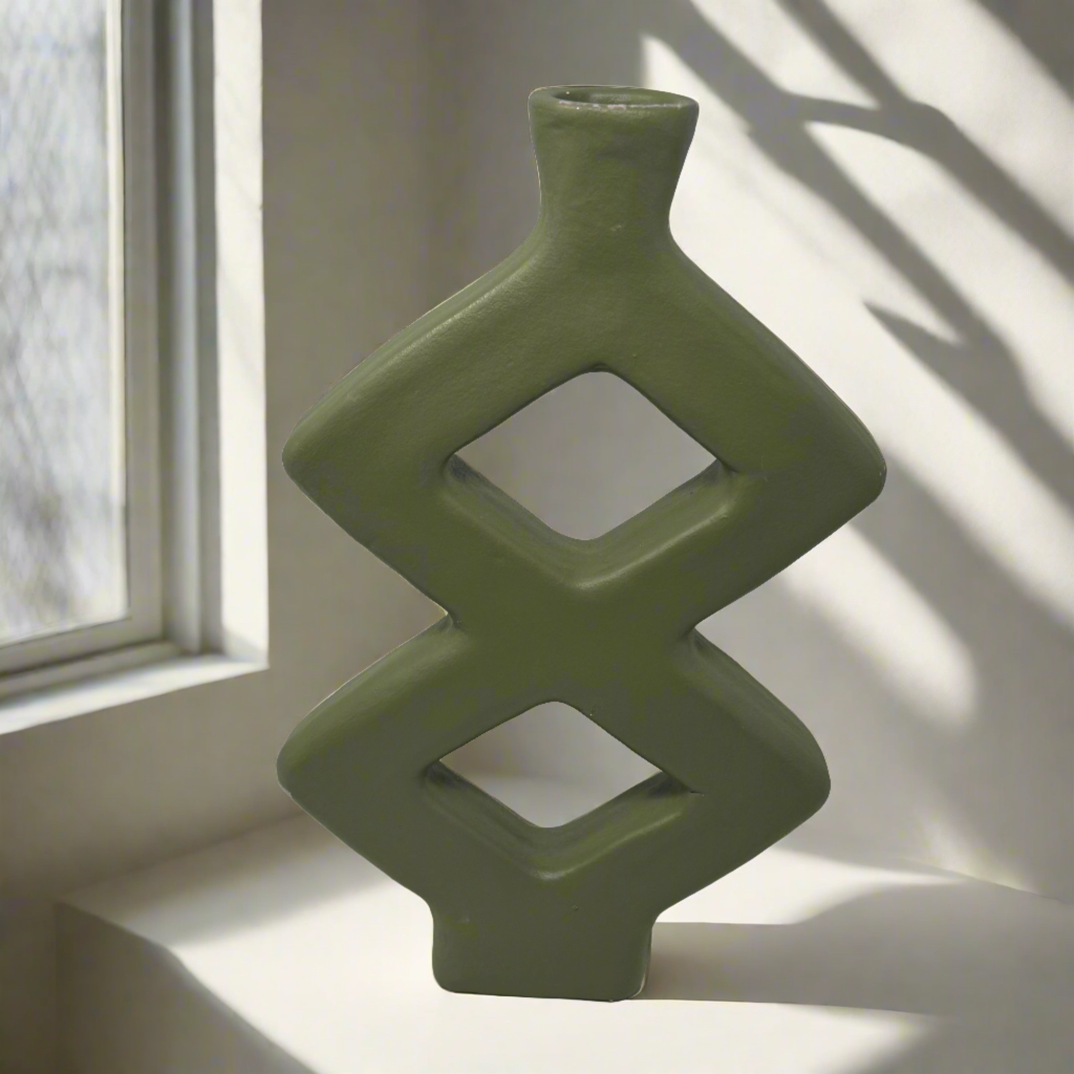 terracotta green diamond vase