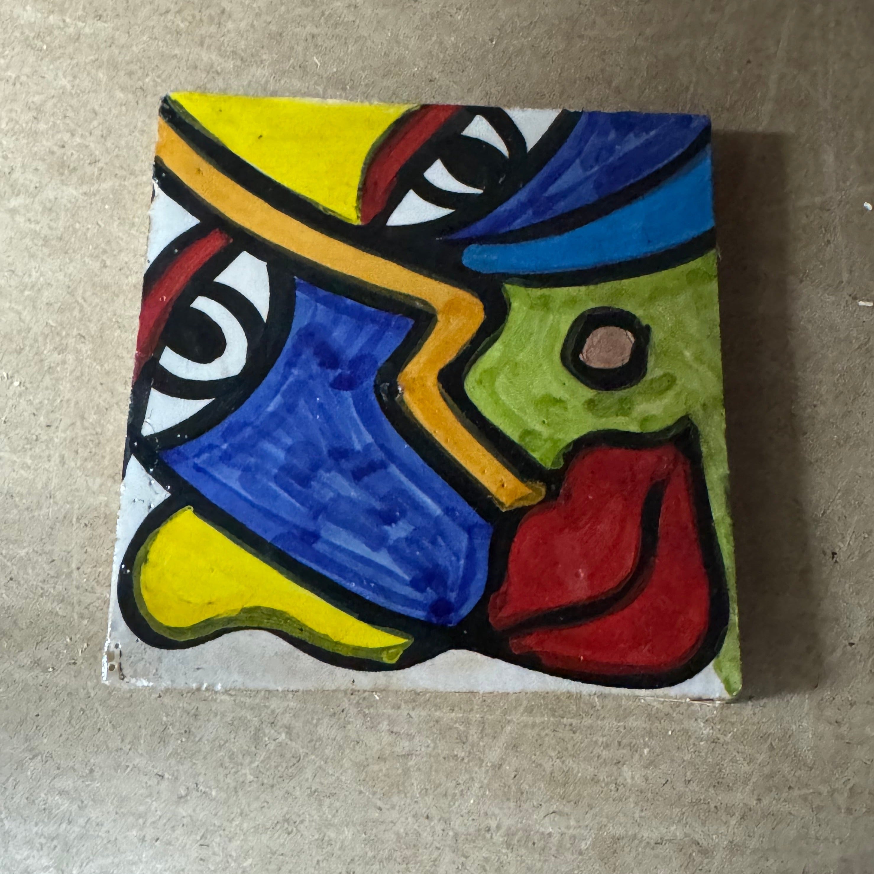 Cubist  ceramic coaster Tile