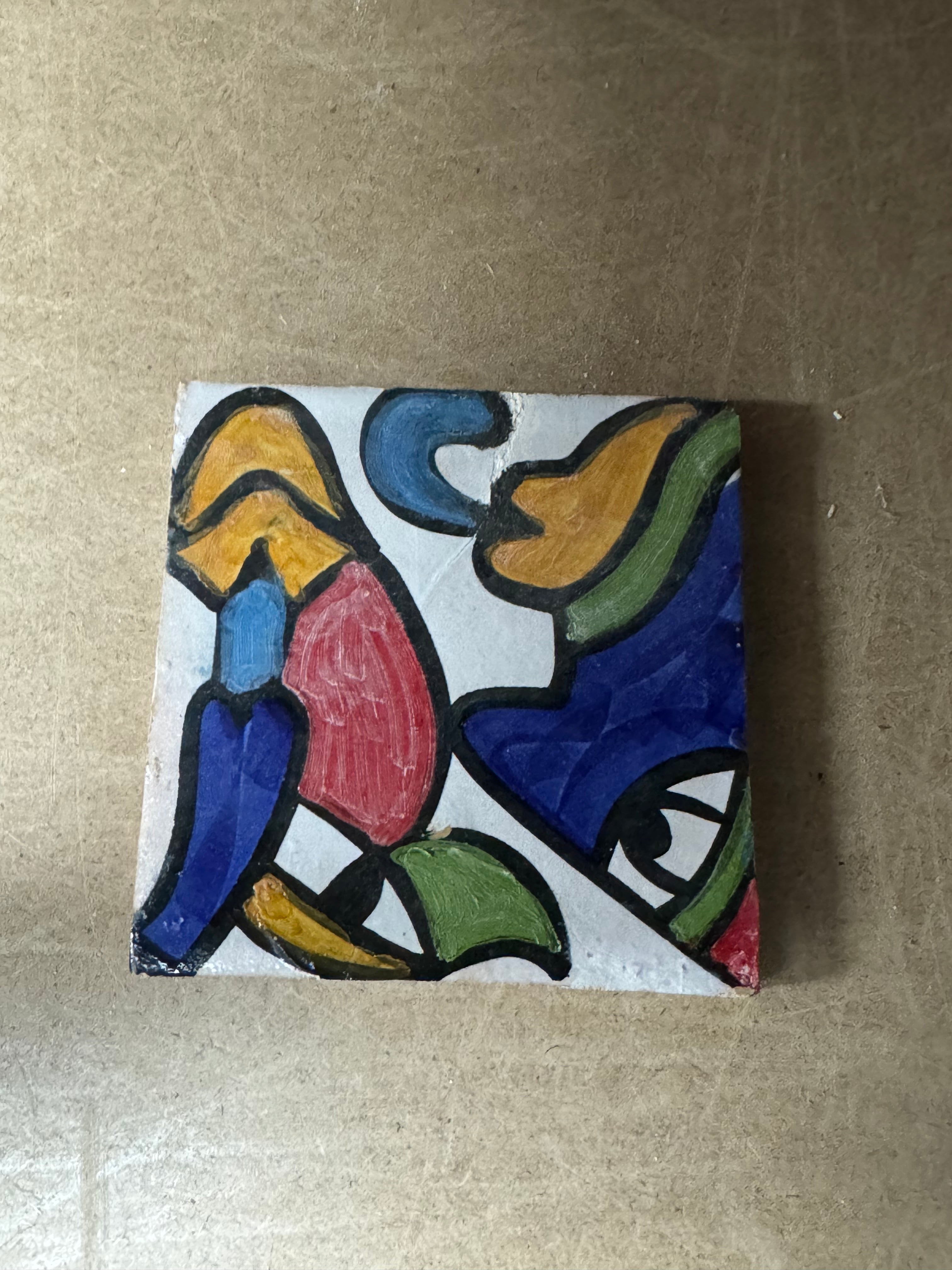 Cubist  ceramic coaster Tile