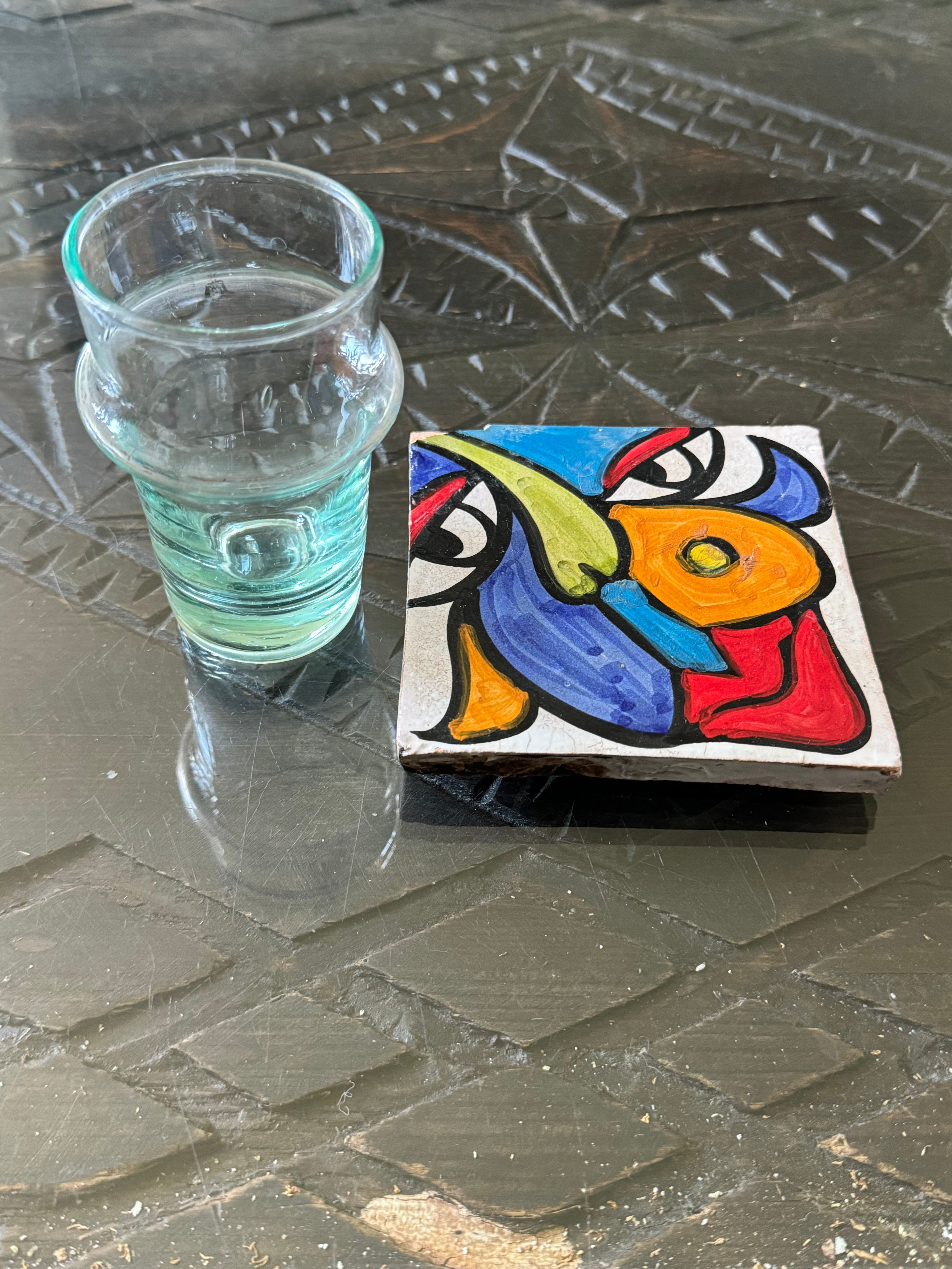 Cubist  ceramic coaster Tile