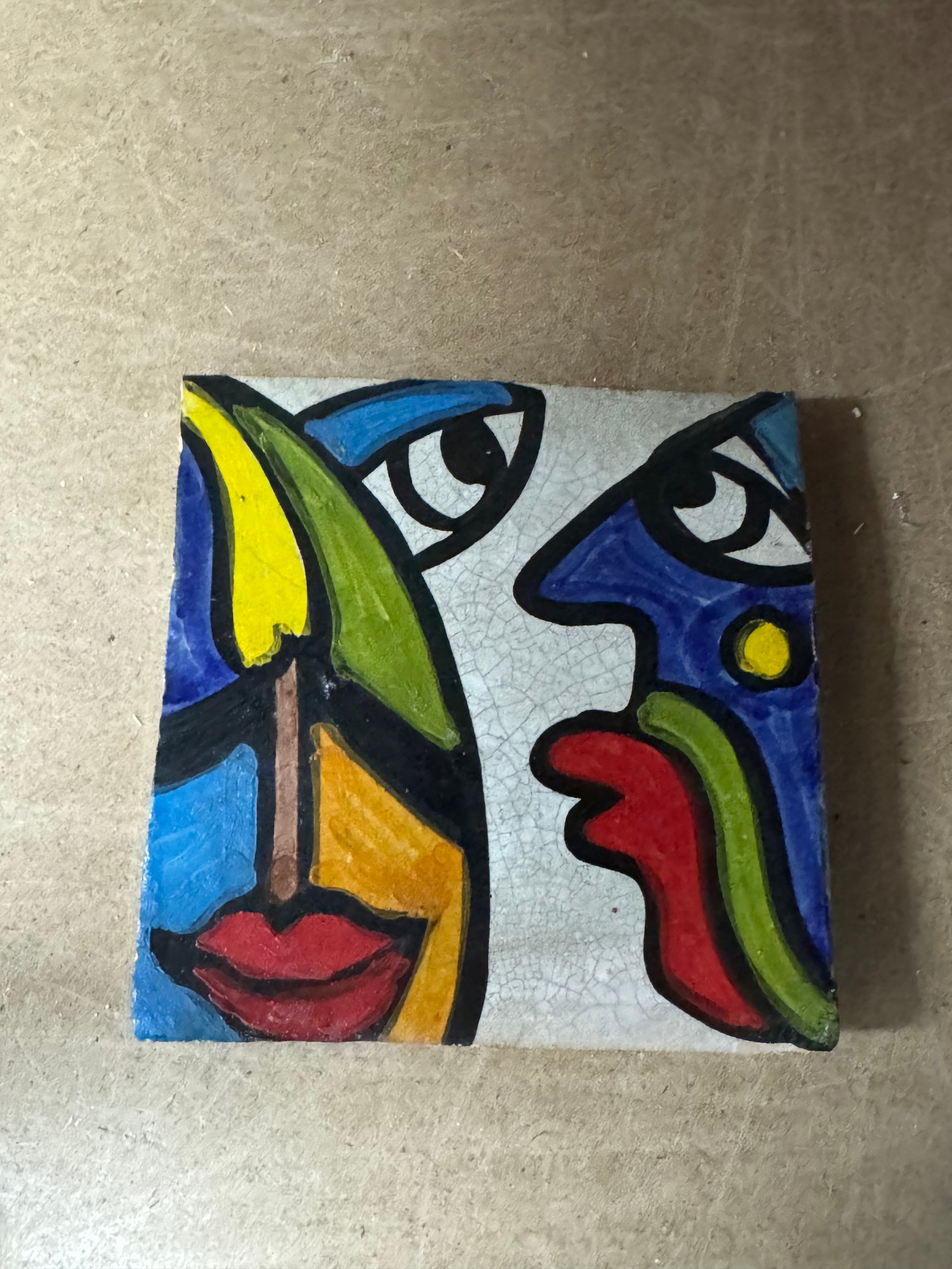 Cubist  ceramic coaster Tile