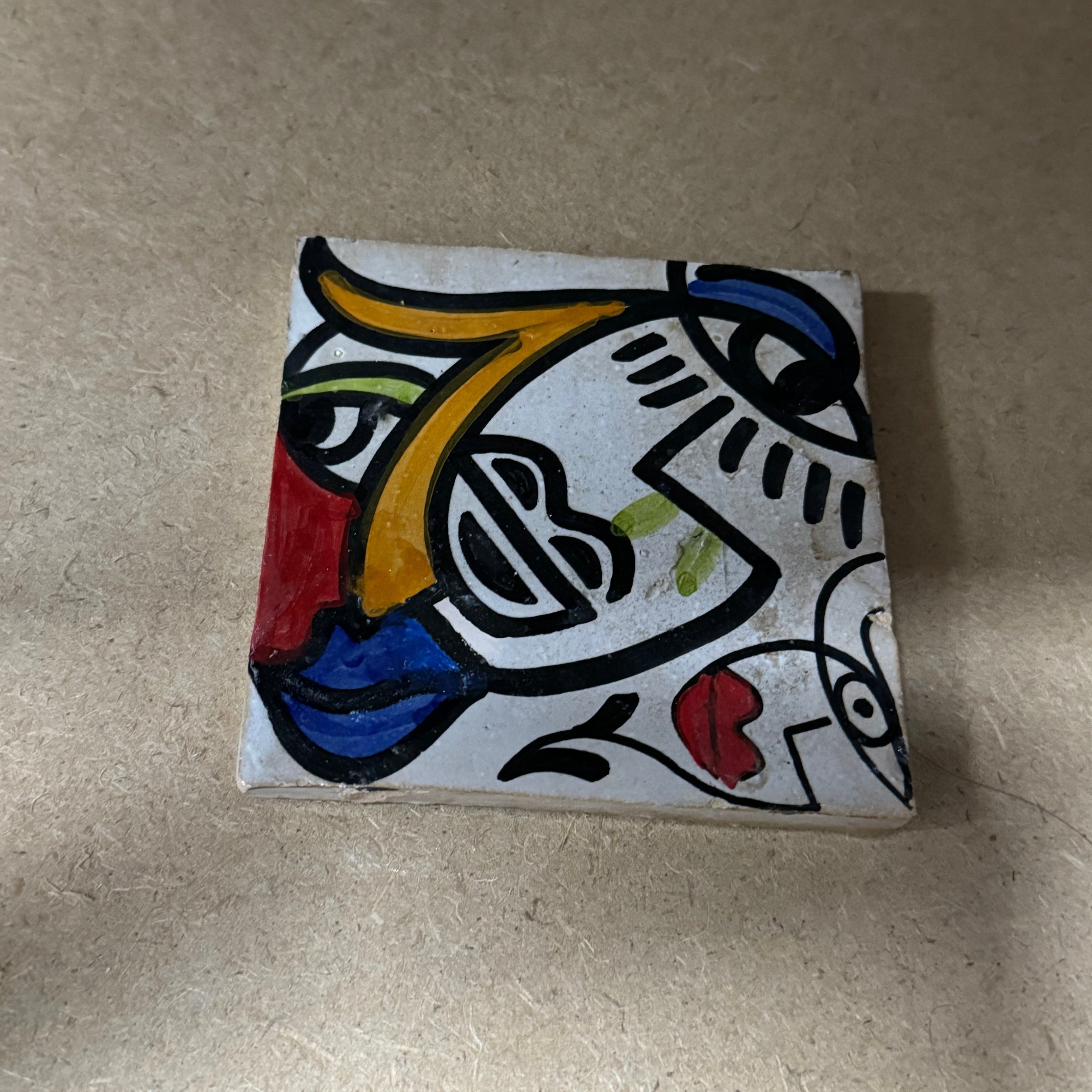 Cubist  ceramic coaster Tile