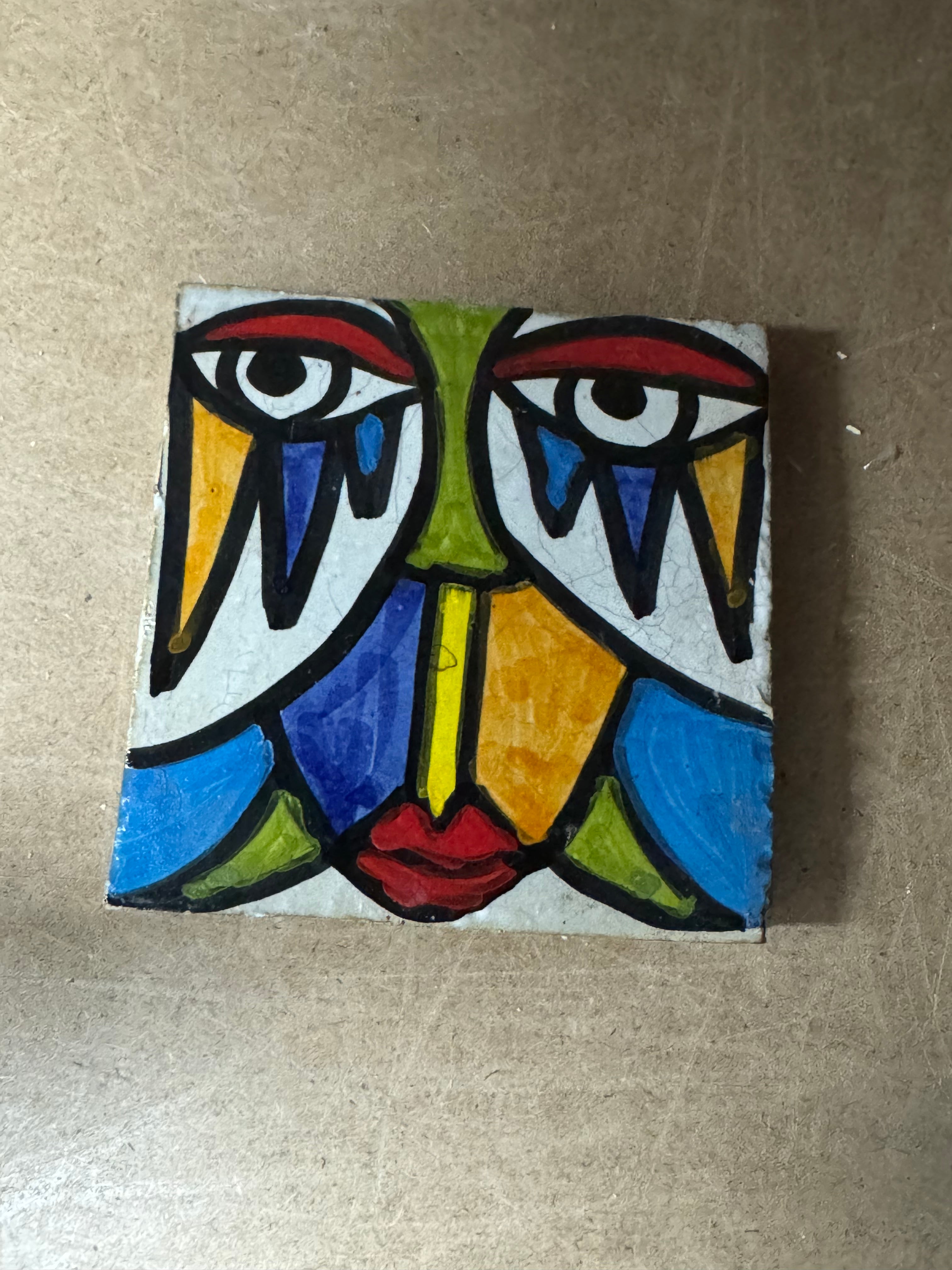 Cubist  ceramic coaster Tile