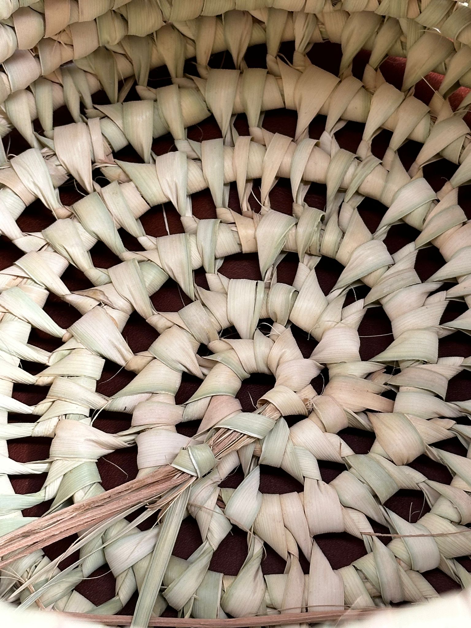 Palm Leaf Open Weave Round Storage Basket