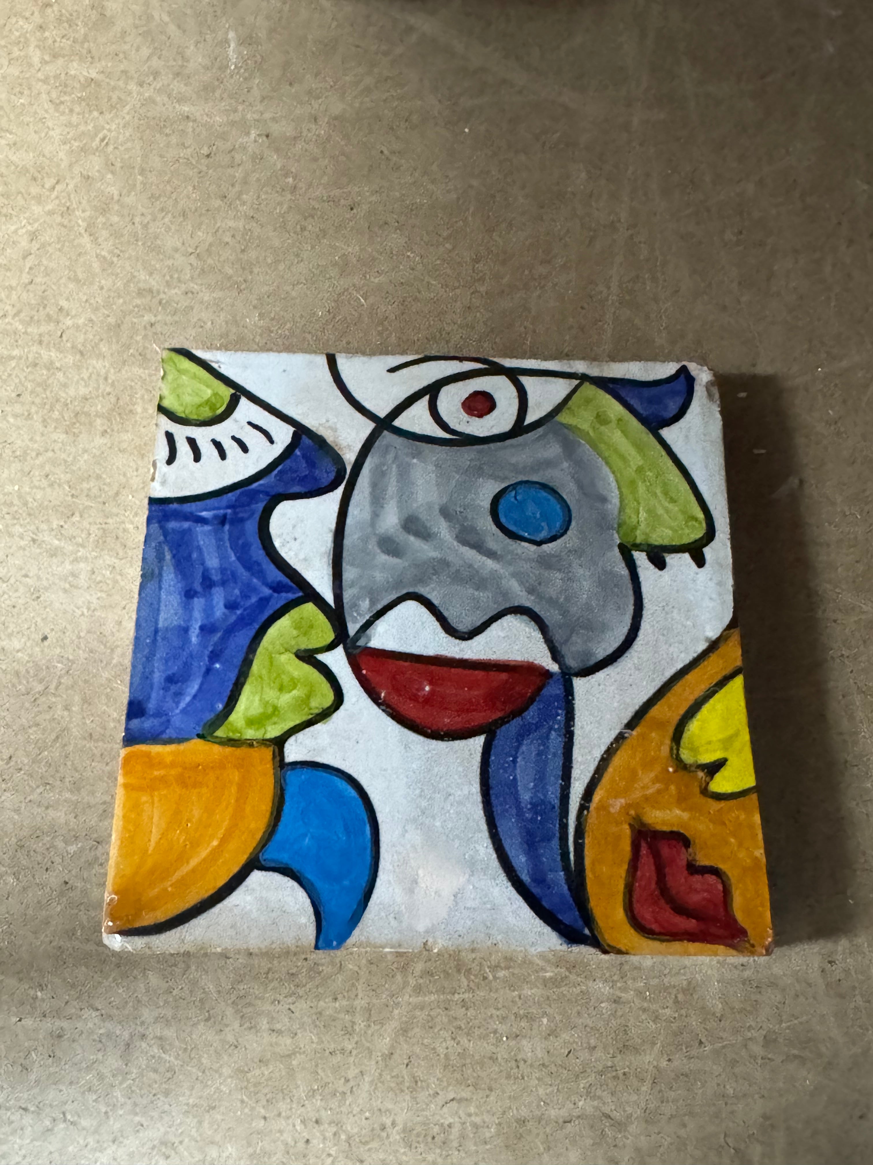 Cubist  ceramic coaster Tile