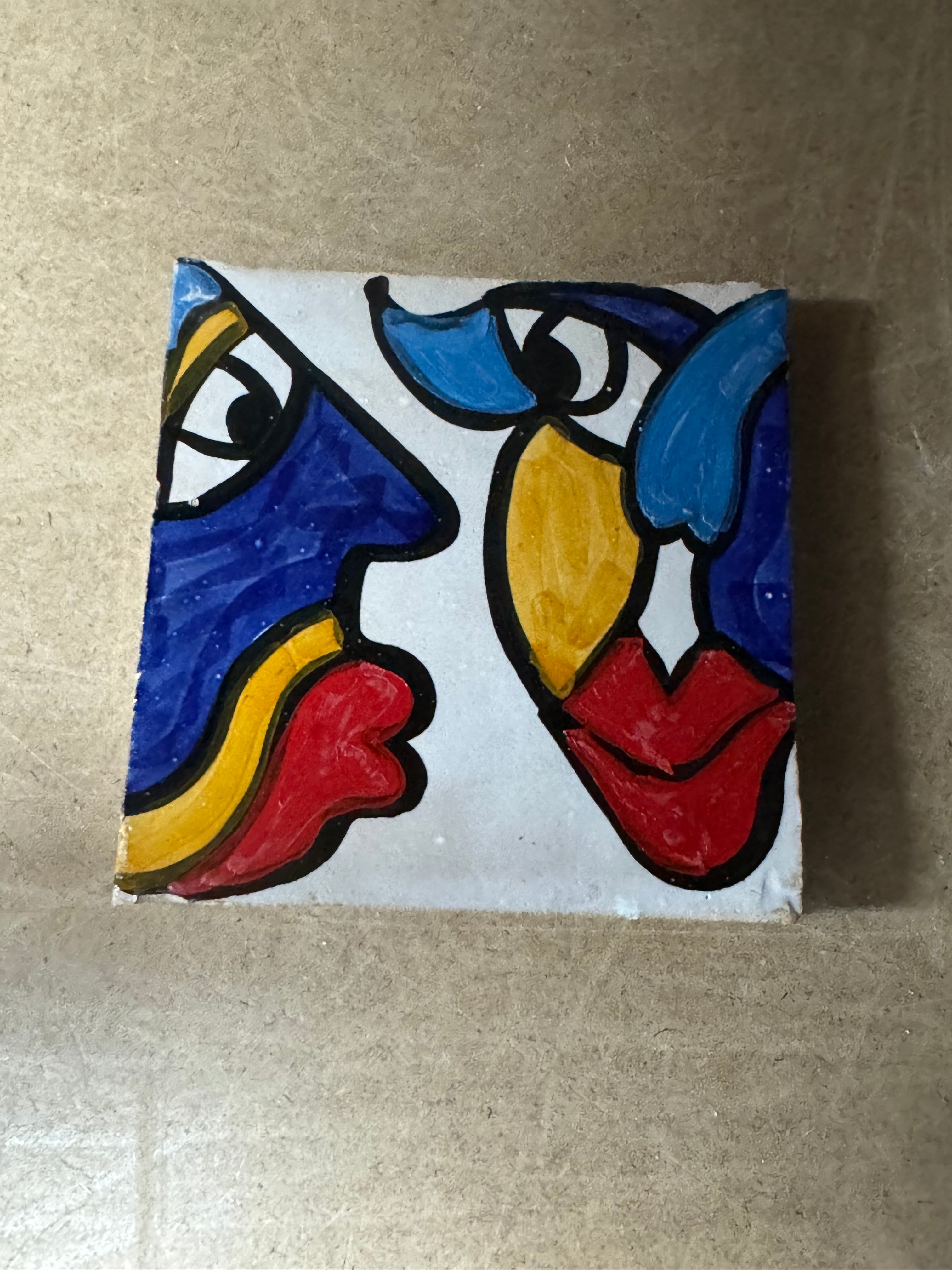 Cubist  ceramic coaster Tile