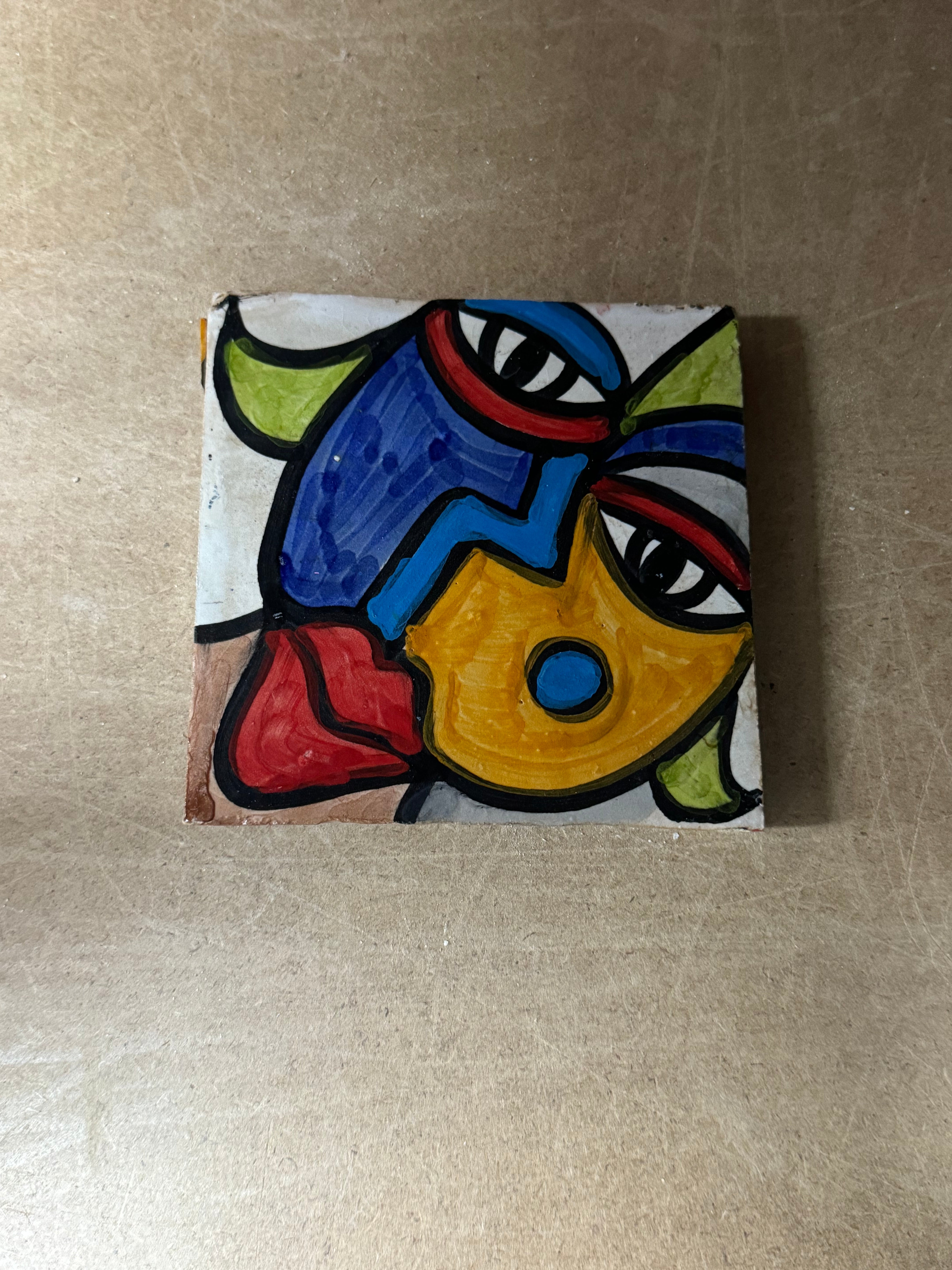 Cubist  ceramic coaster Tile