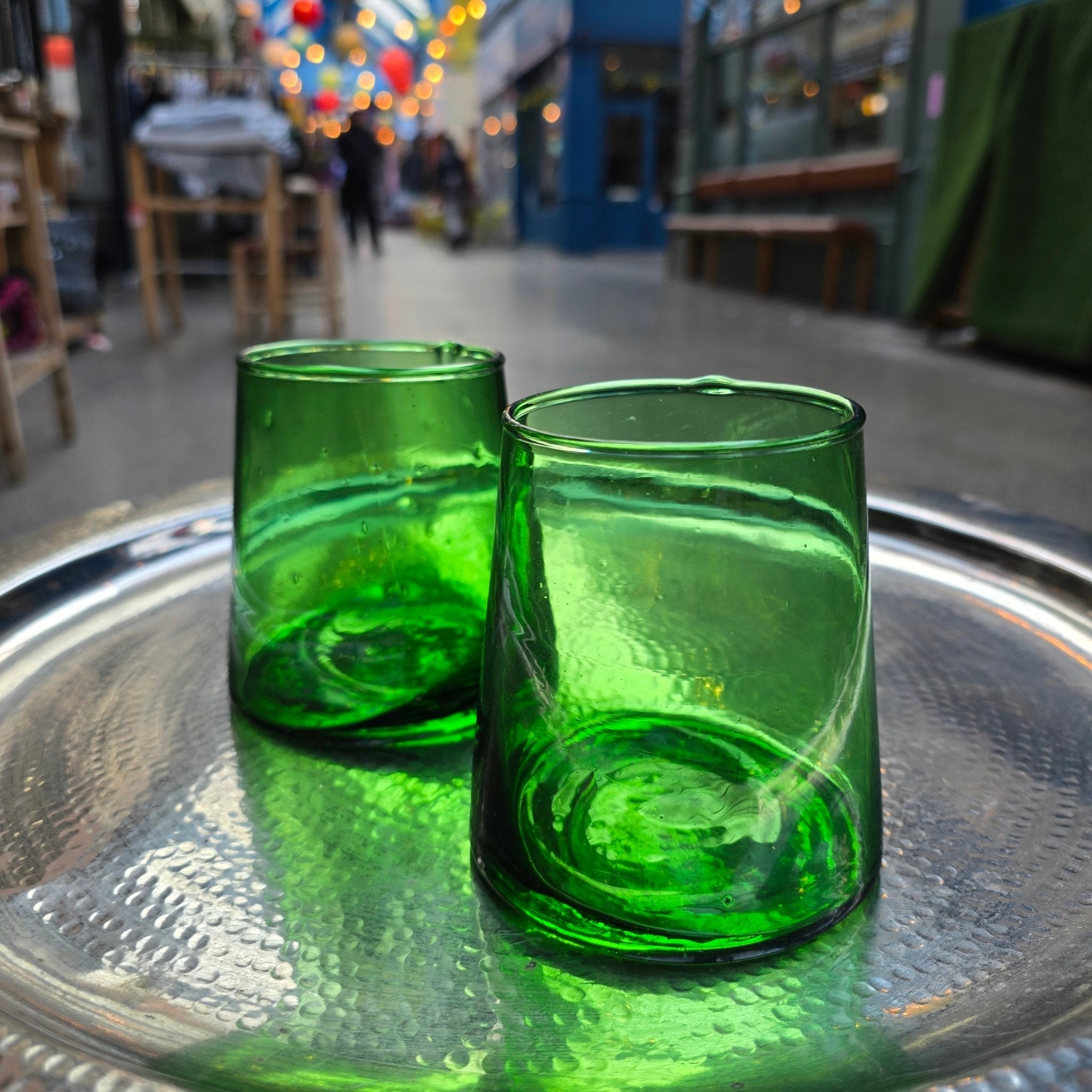 Inverted Recycled Drinking Glass Green - Artisan Stories