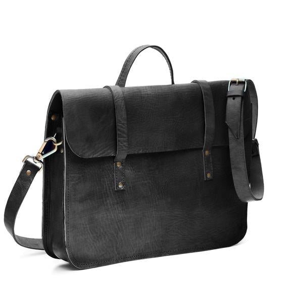 Jordan Leather messenger Bag - Black - Artisan Stories