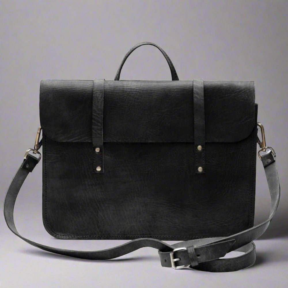 Jordan Leather messenger Bag - Black - Artisan Stories