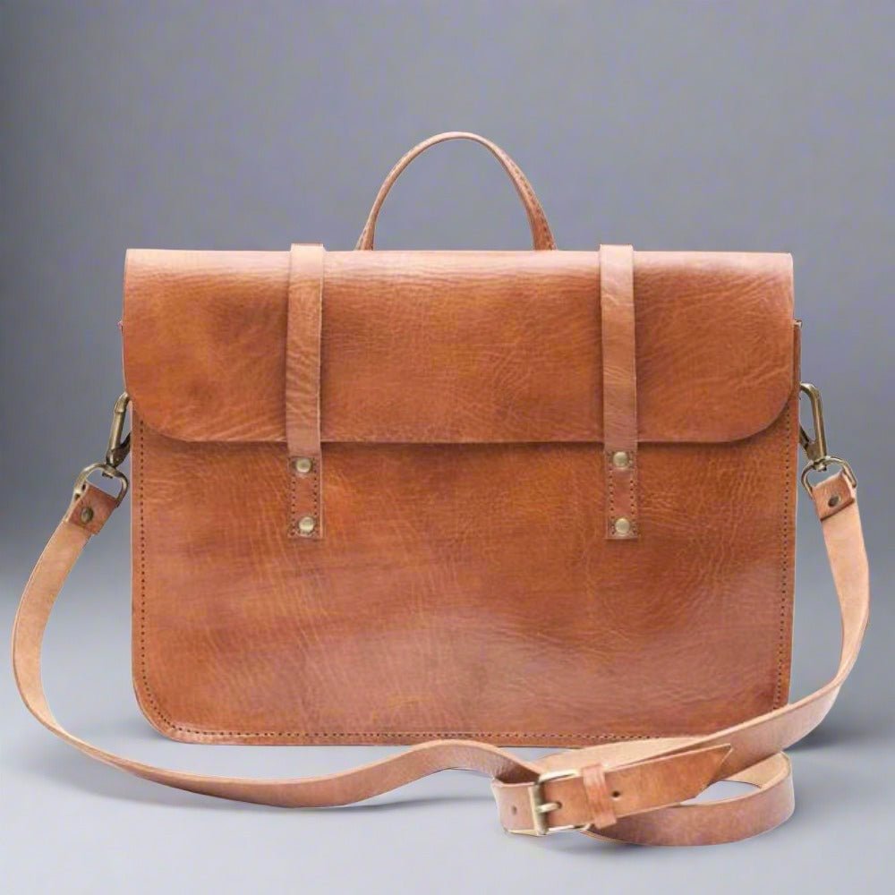 Jordan Leather messenger Bag tan - Artisan Stories