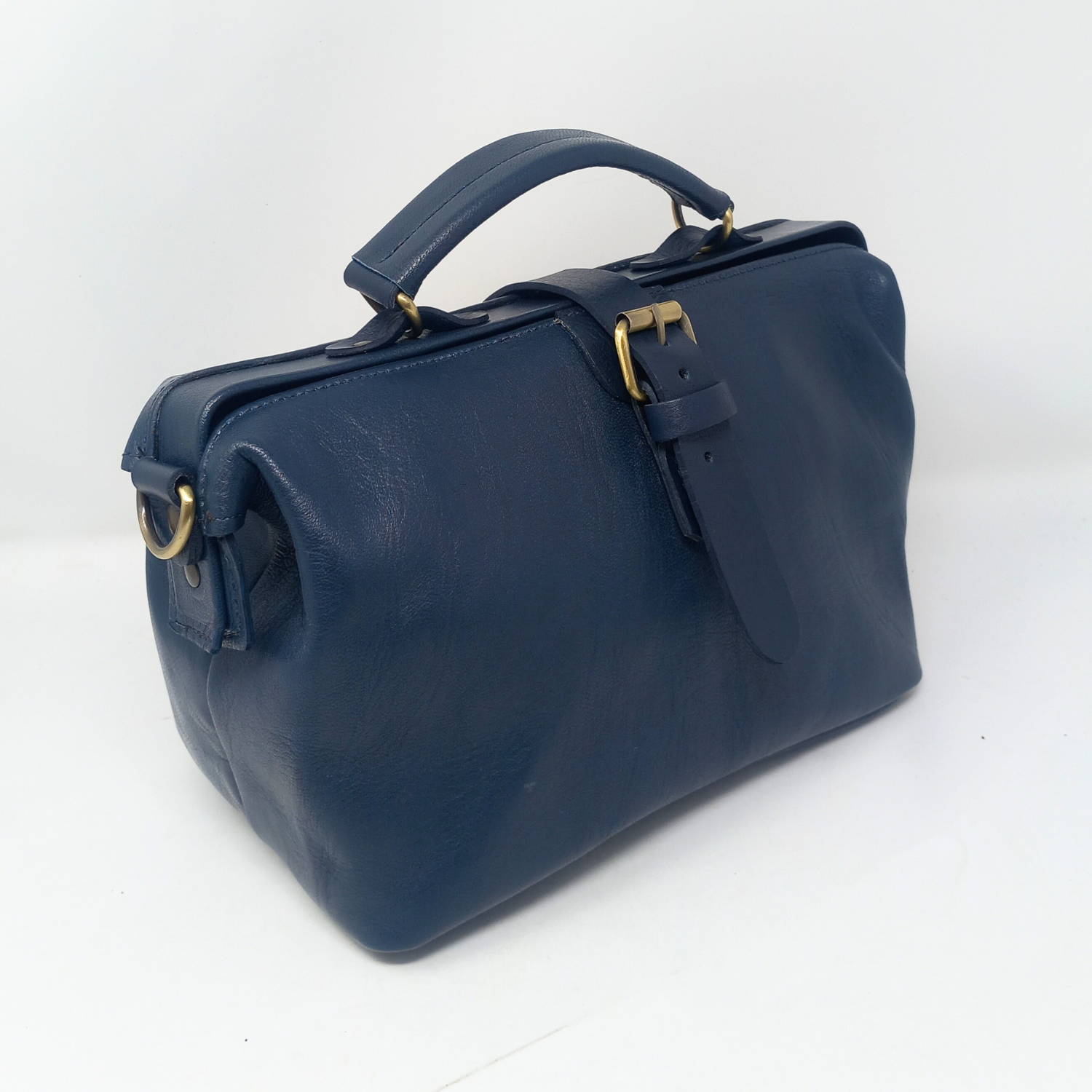 Petit sac docteur en cuir bleu