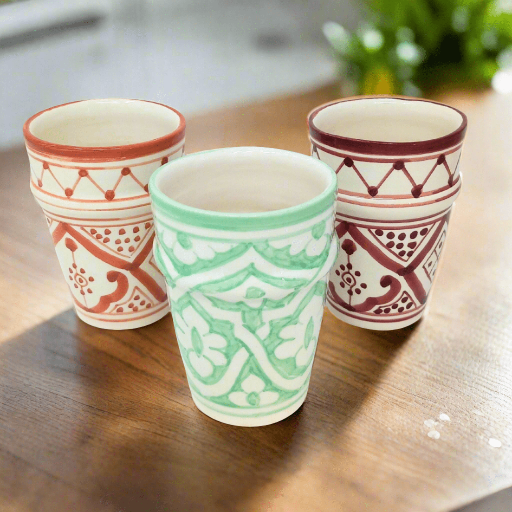 Large Ceramic Beldi Cup with hand painted Safa design - Artisan Stories