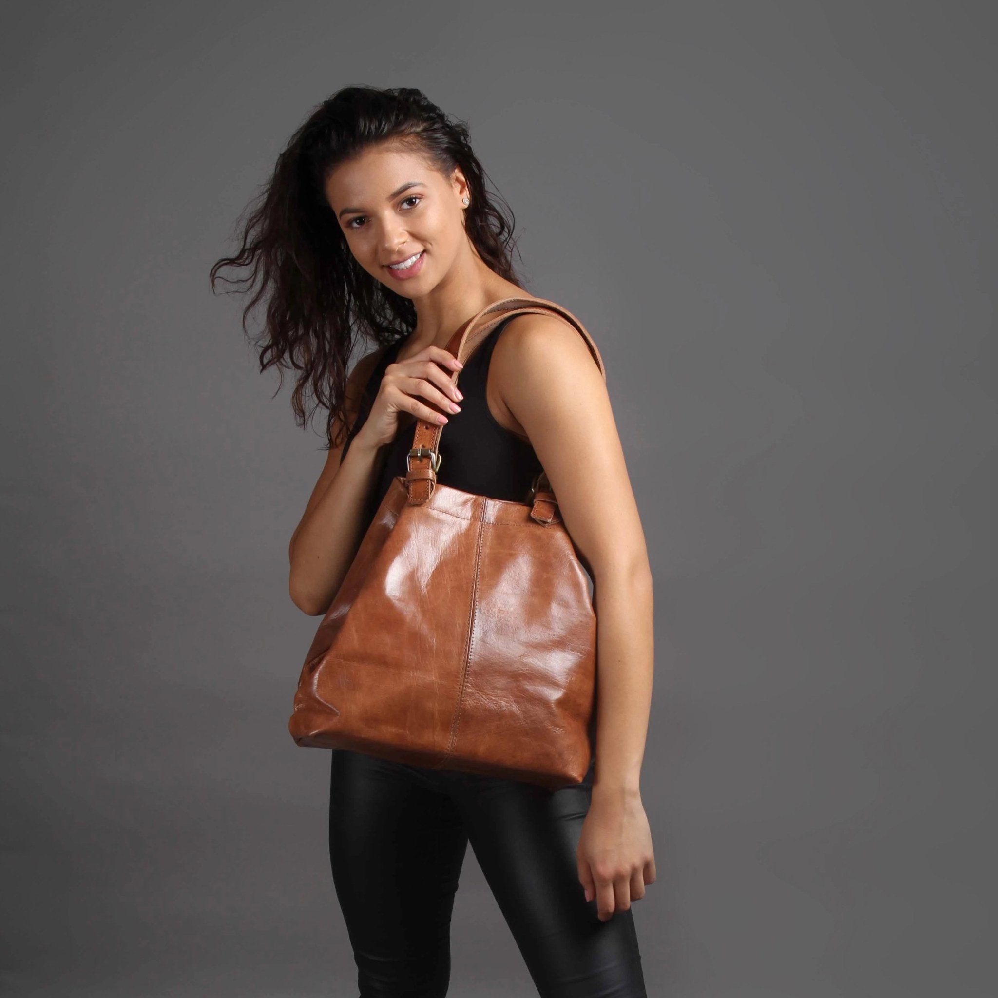 Leather 2 way Tote bag - Light Brown - Artisan Stories