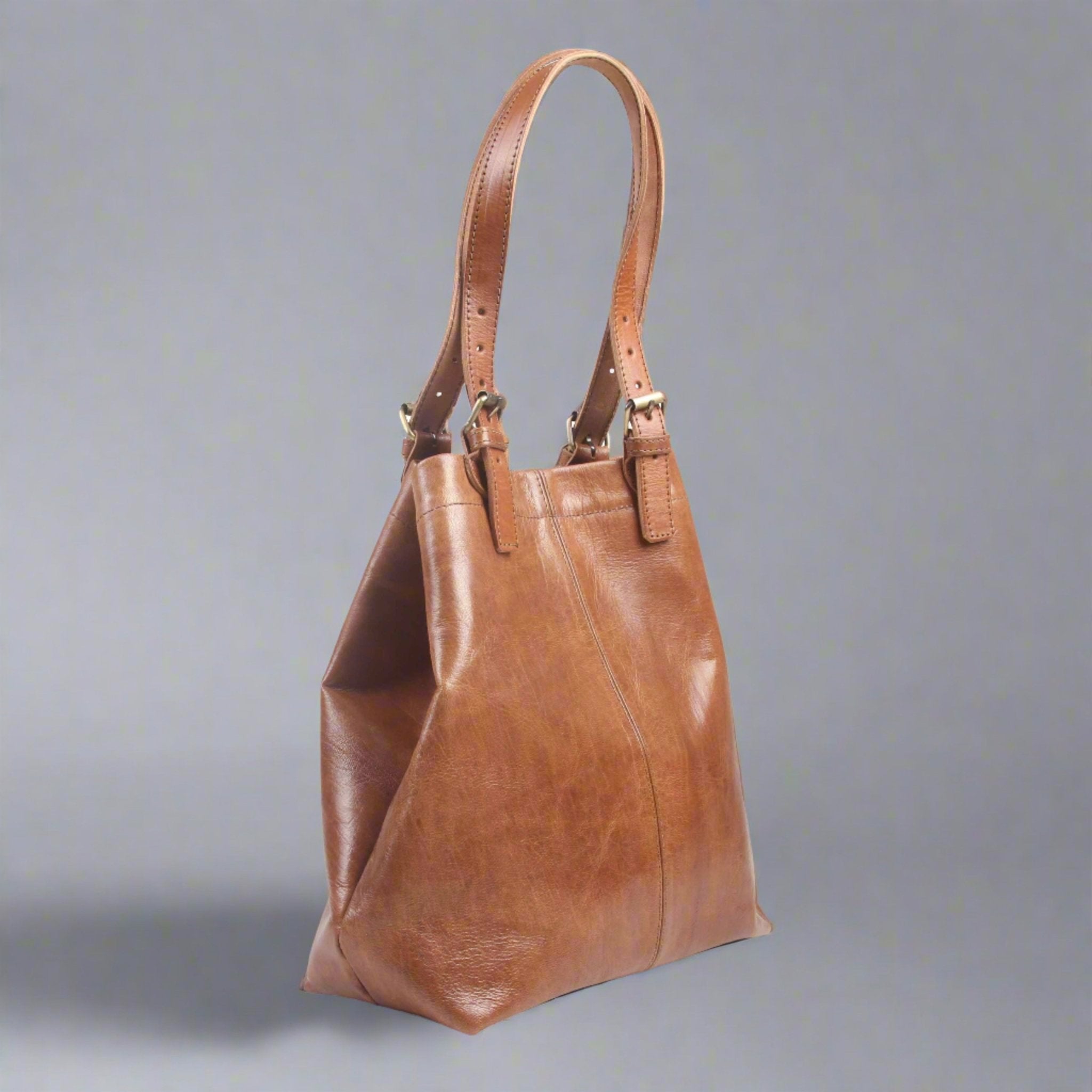 Leather 2 way Tote bag - Light Brown - Artisan Stories