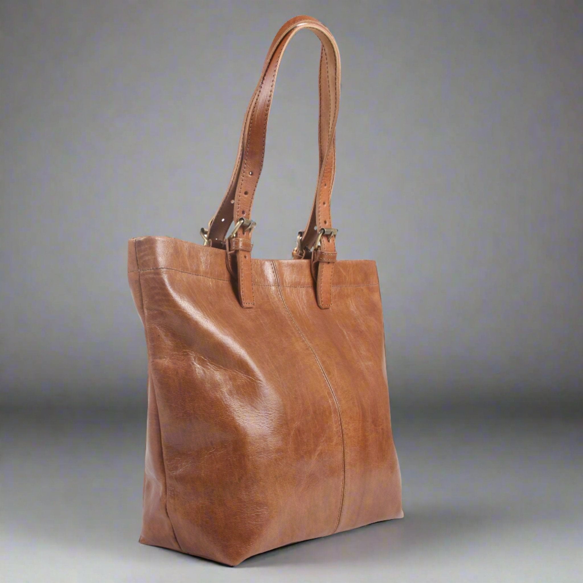 Leather 2 way Tote bag - Light Brown - Artisan Stories