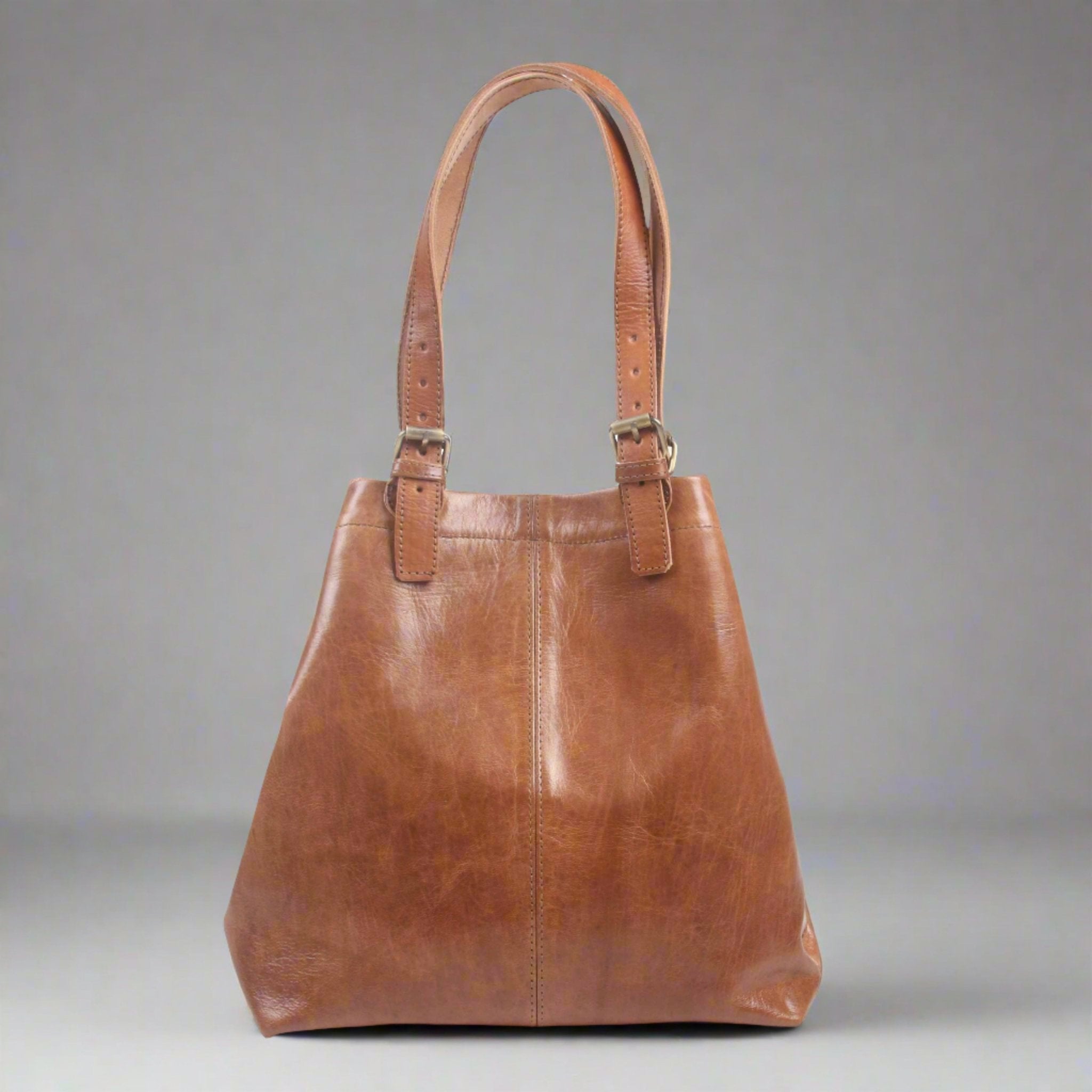 Leather 2 way Tote bag - Light Brown - Artisan Stories