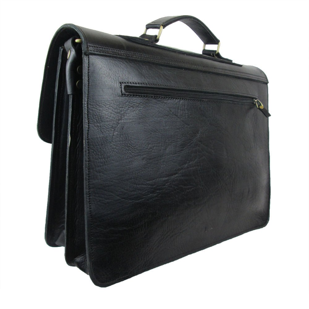 Leather Briefcase Bag Spita - Black - Artisan Stories