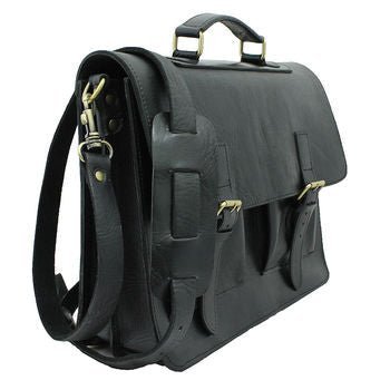 Leather Briefcase Bag Spita - Black - Artisan Stories