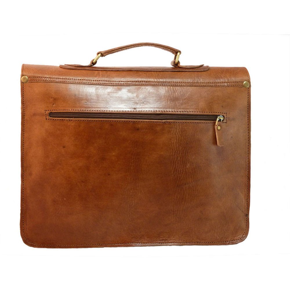 Leather Briefcase Spita - Light Brown - Artisan Stories