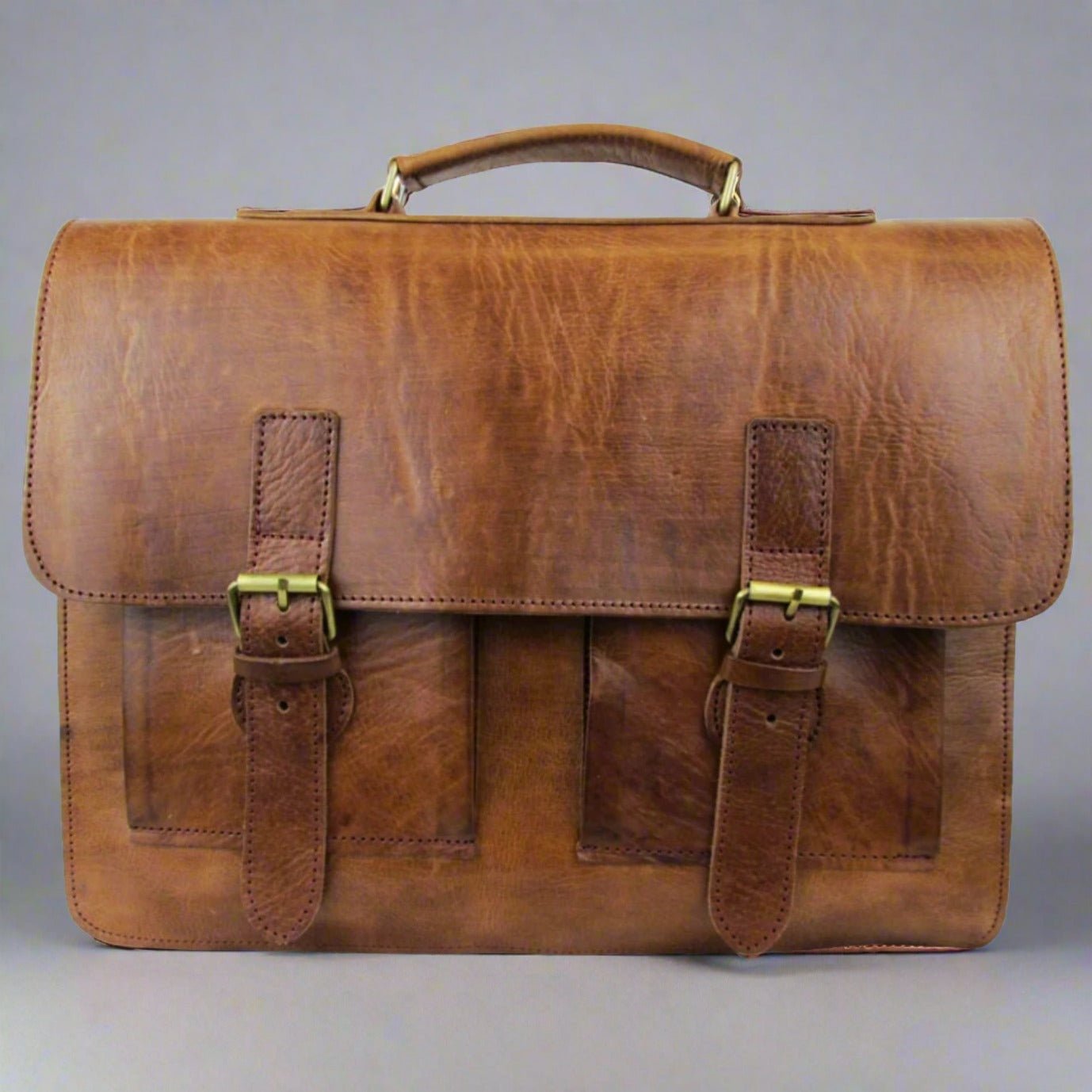 Leather Briefcase Spita - Light Brown - Artisan Stories