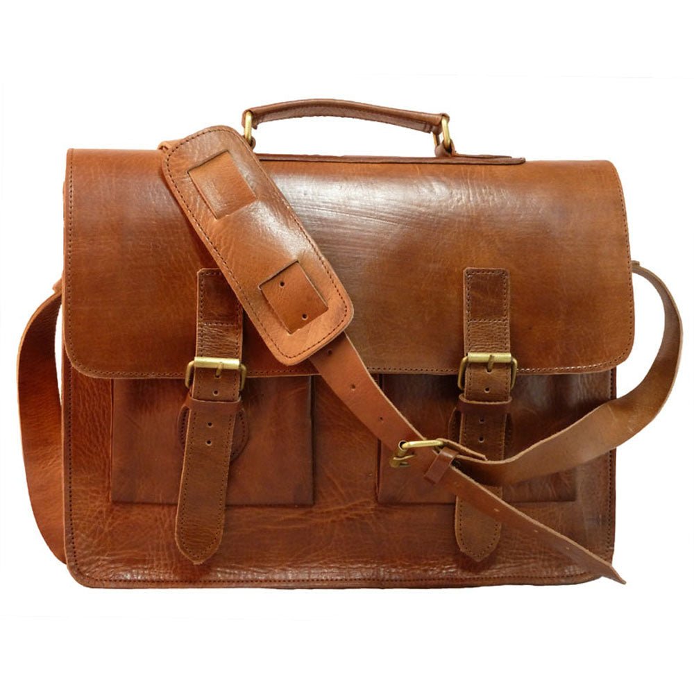 Leather Briefcase Spita - Light Brown - Artisan Stories