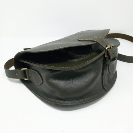 Leather Saddle Bag Crossbody Sam In Khaki Green - Artisan Stories