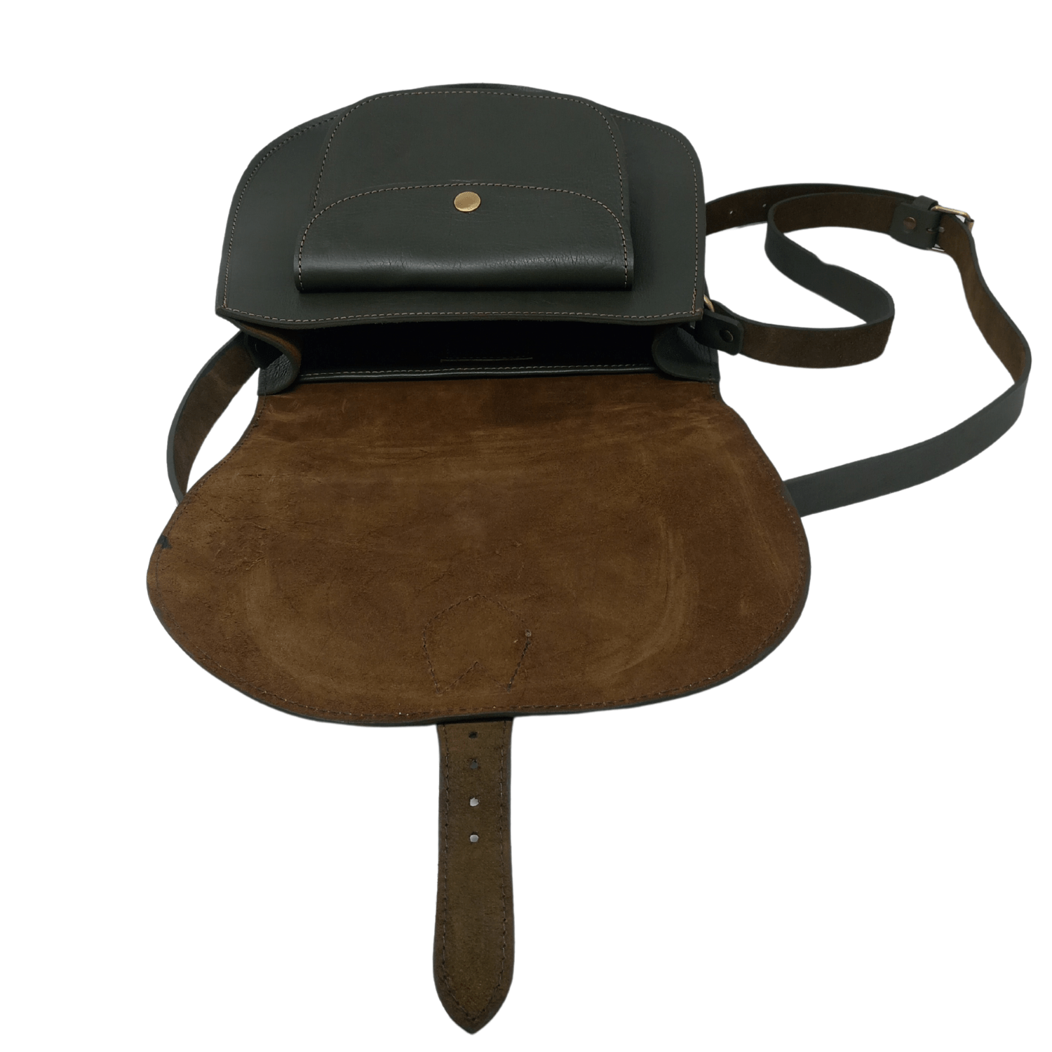 Leather Saddle Bag Crossbody Sam In Khaki Green - Artisan Stories