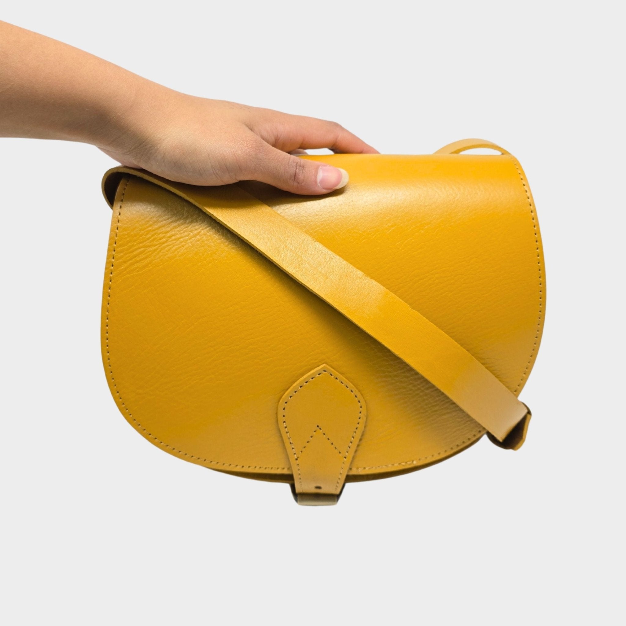 Leather Saddle Bag Crossbody Sam Yellow - Artisan Stories