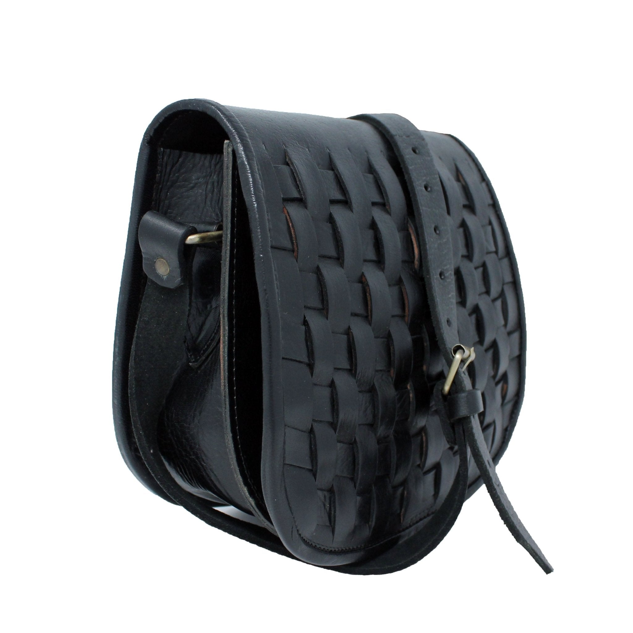 Leather Sam Woven Saddle Bag Black - Artisan Stories