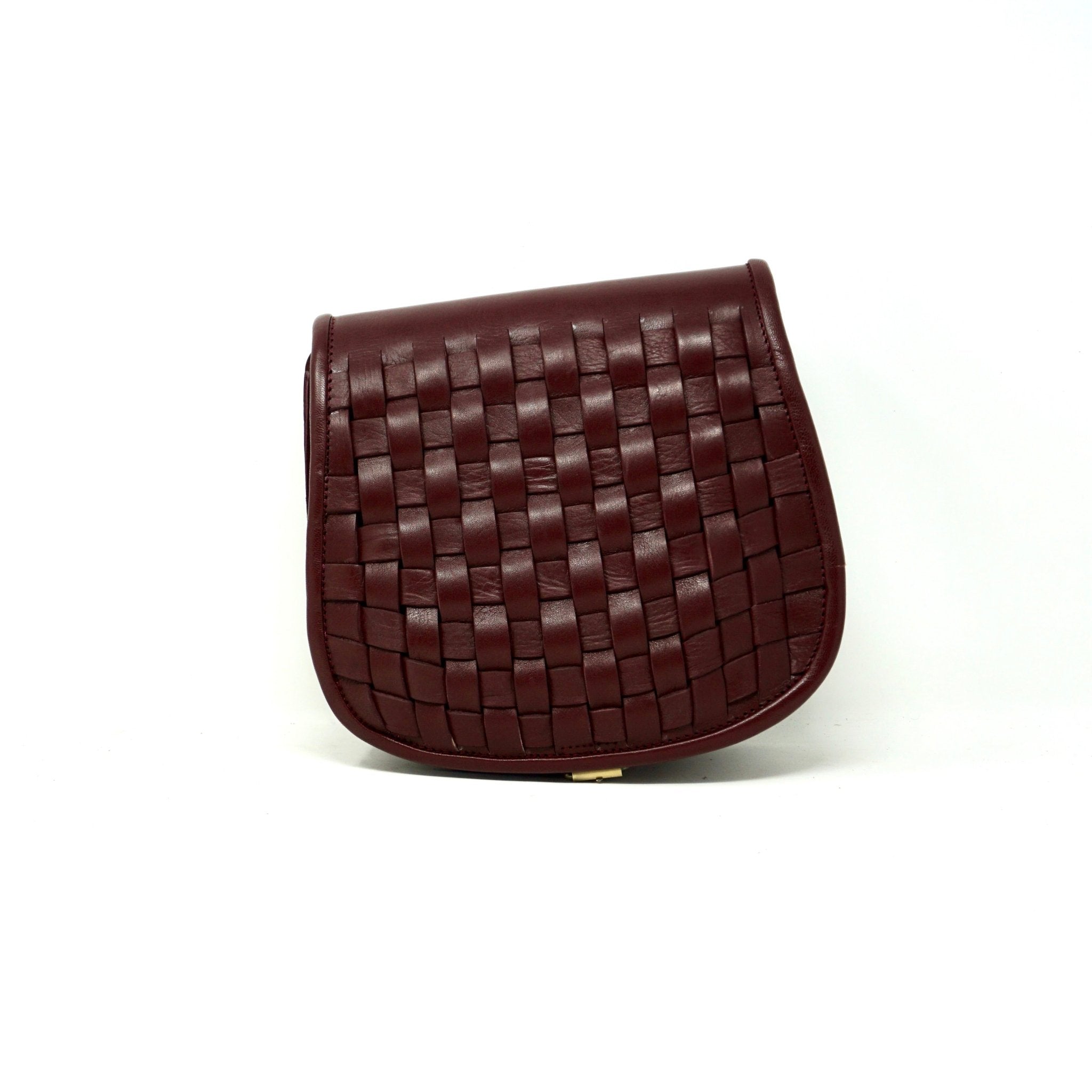 Leather Sam Woven Saddle Bag - burgundy - Artisan Stories