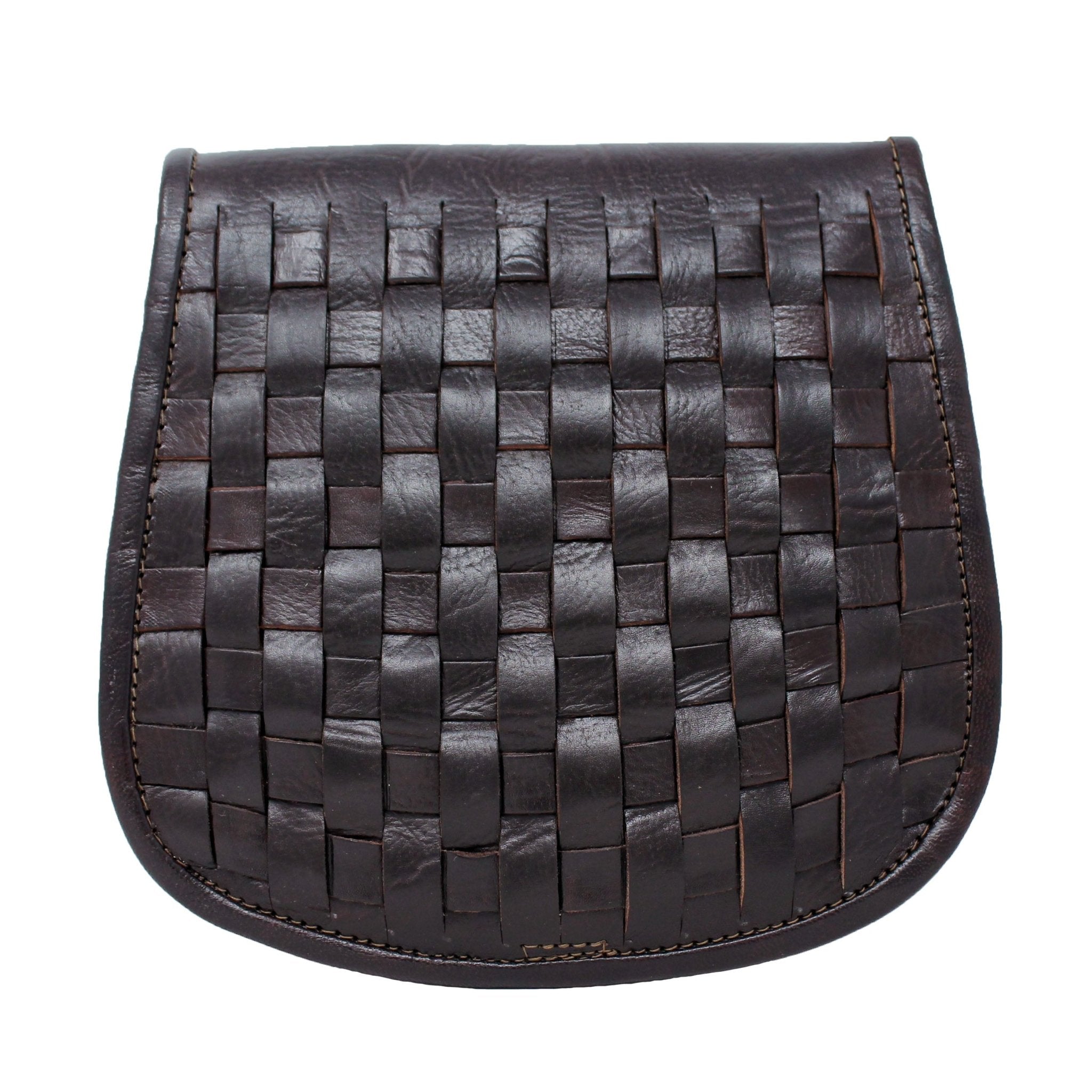 Leather Sam Woven Saddle Bag - Chocolate - Artisan Stories