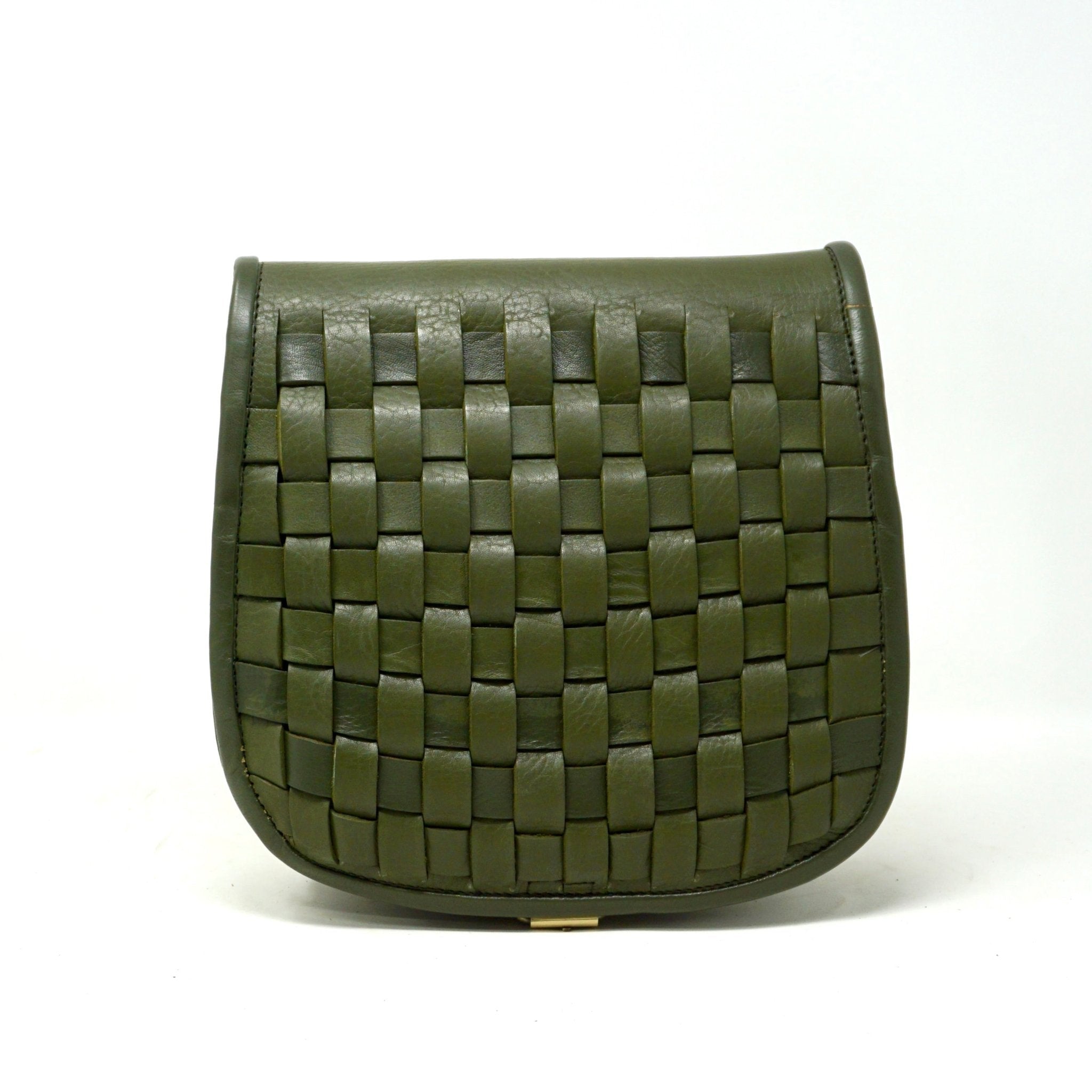 Leather Sam Woven Saddle Bag - green - Artisan Stories